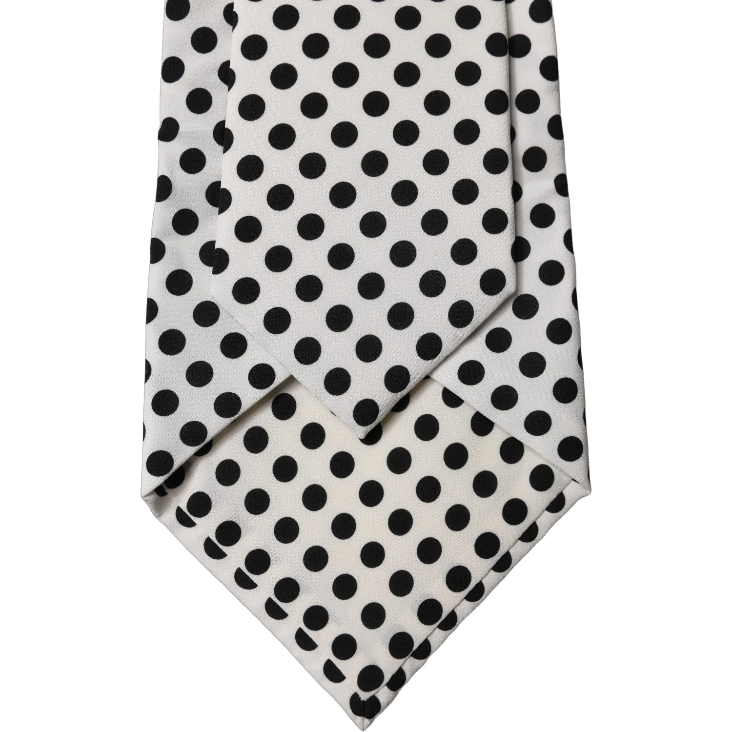 White Black Polka Dot Silk Adjustable Women Necktie Tie