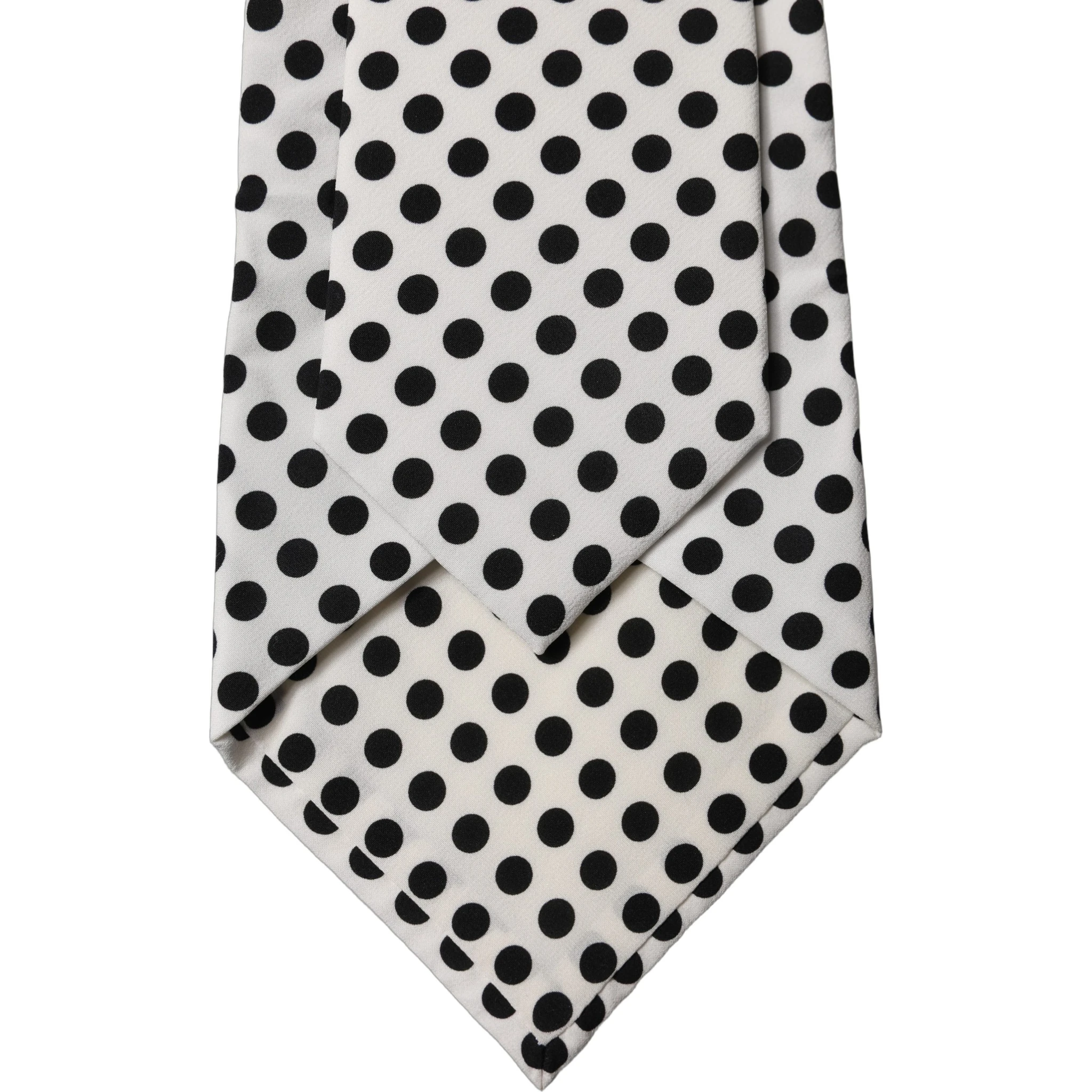 White Black Polka Dot Silk Adjustable Women Necktie Tie