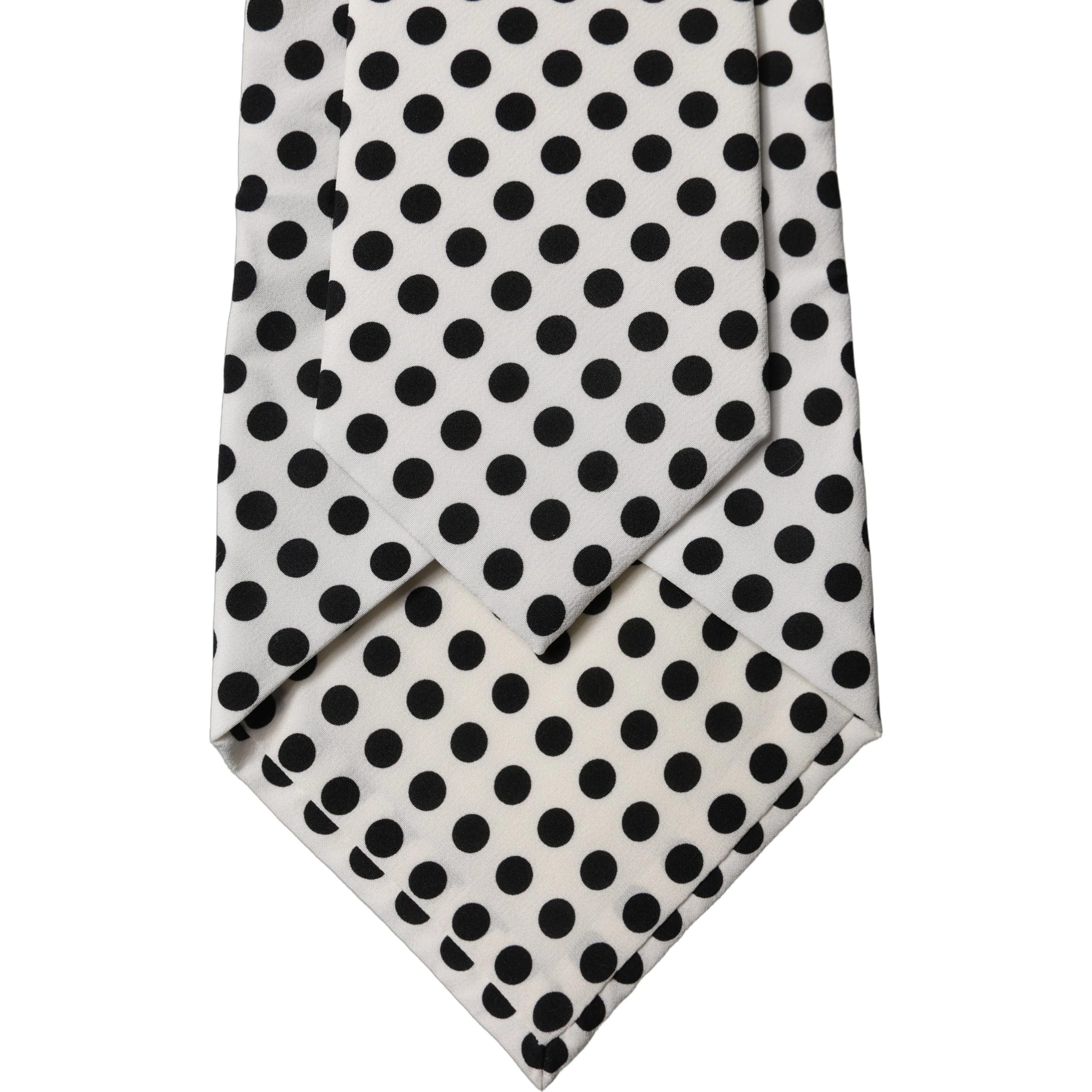 White Black Polka Dot Silk Adjustable Women Necktie Tie