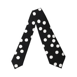 Black White Polka Dot Silk Adjustable Women Necktie Tie