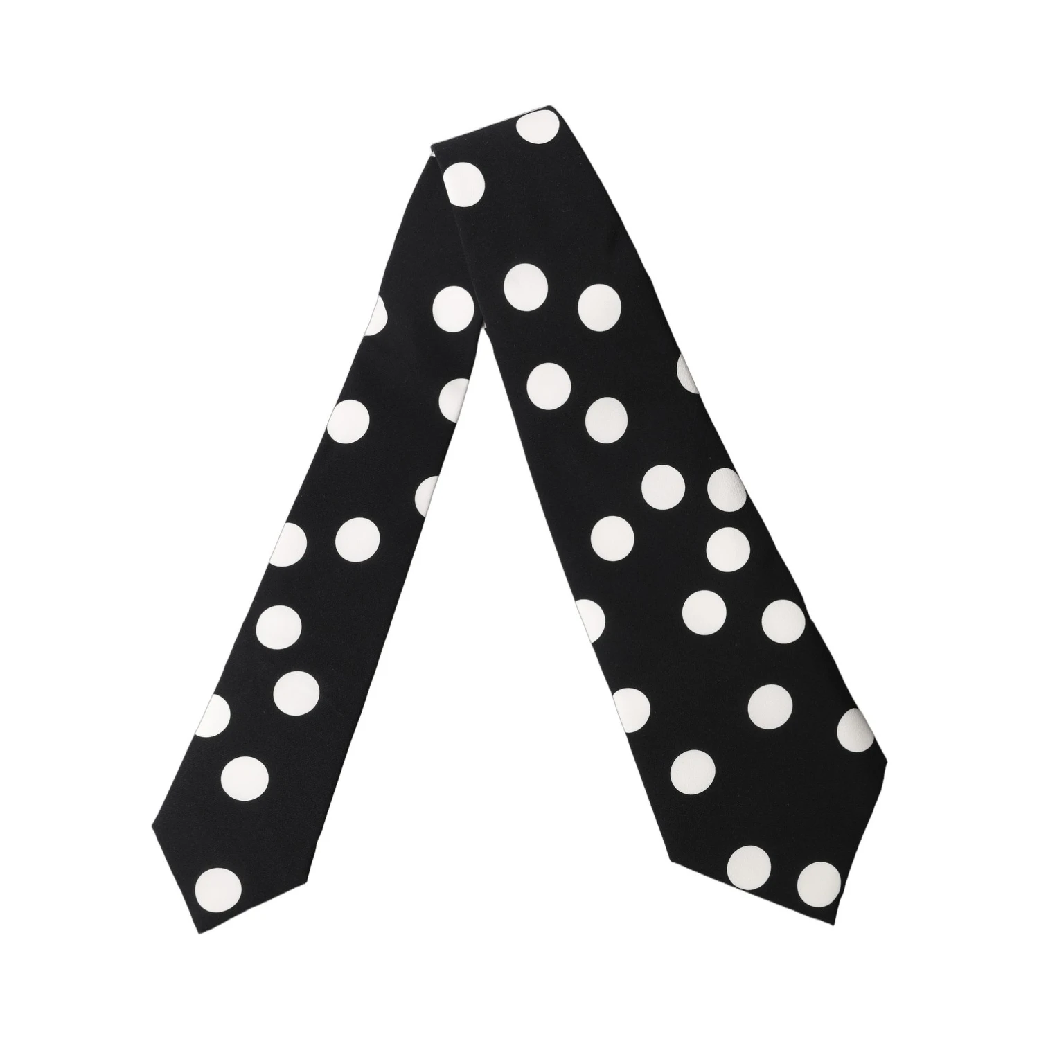 Black White Polka Dot Silk Adjustable Women Necktie Tie