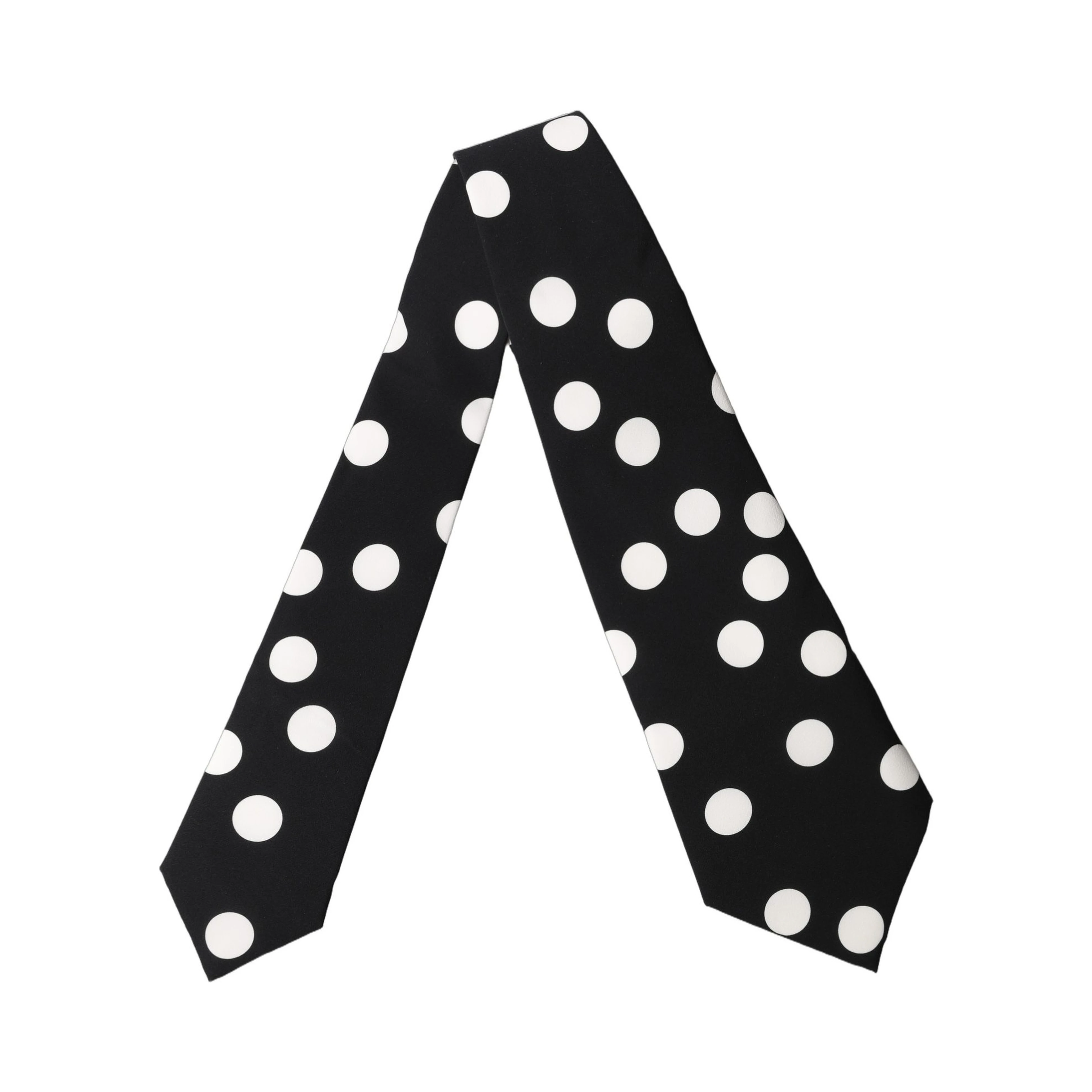 Black White Polka Dot Silk Adjustable Women Necktie Tie
