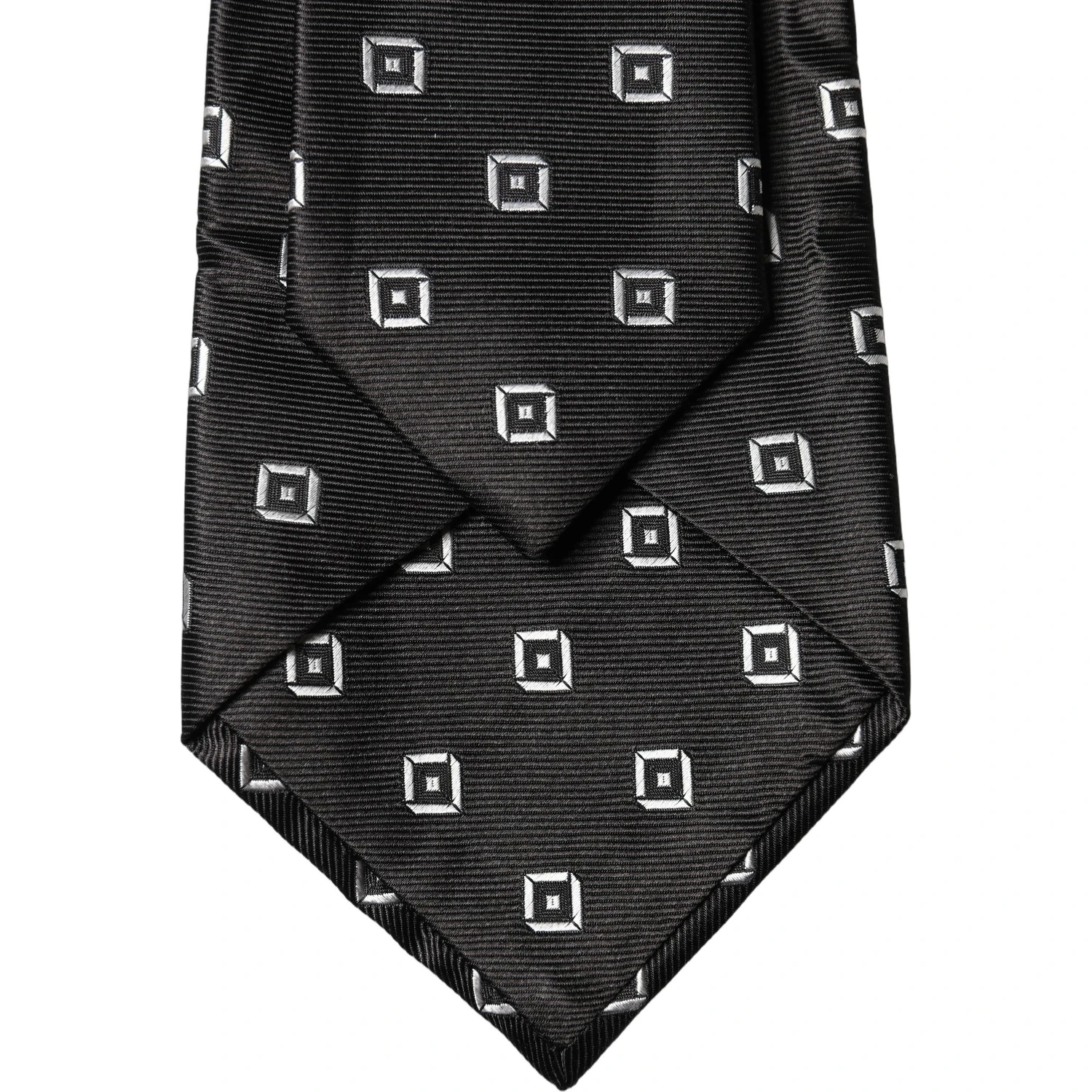 Black White Geometric Silk Adjustable Women Necktie Tie