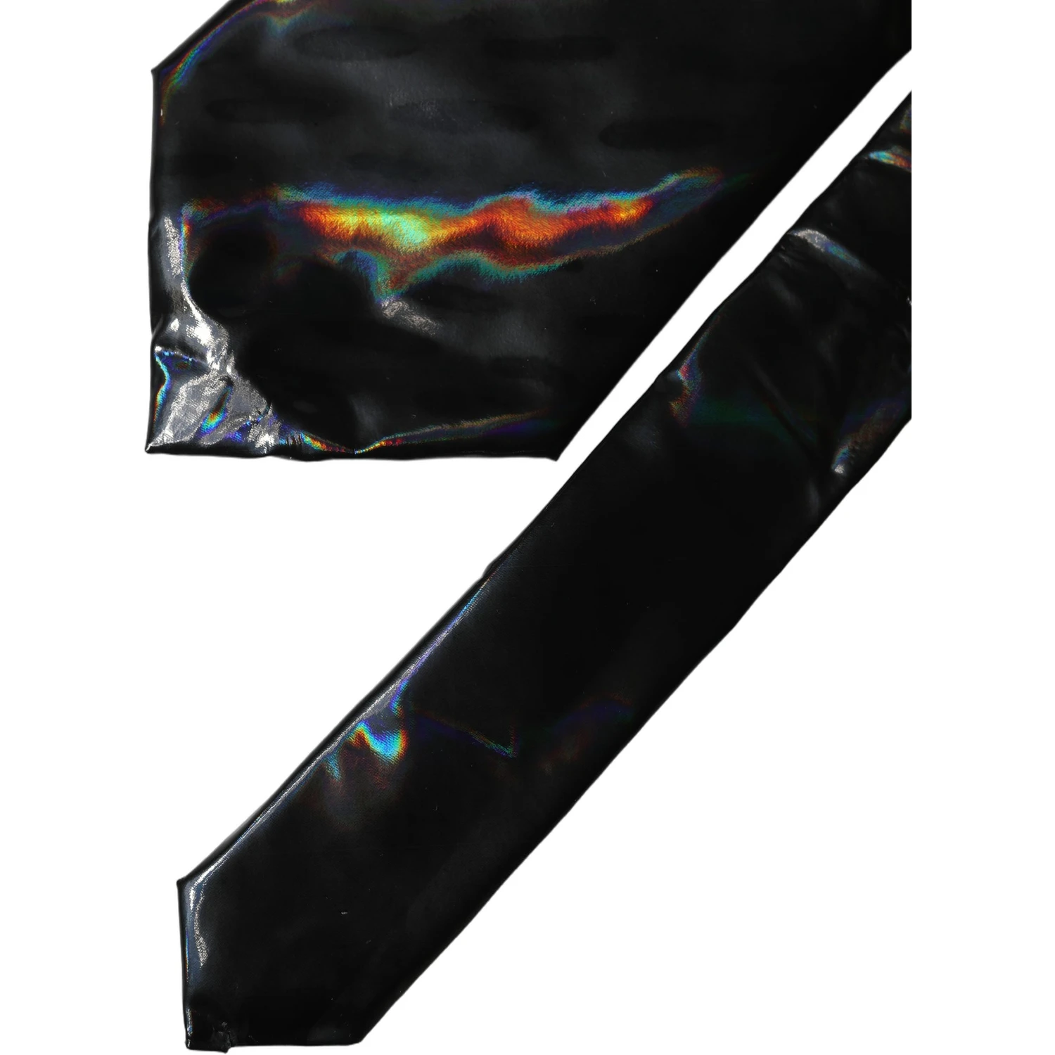 Black Iridescent Silk Adjustable Women Tied Necktie Tie