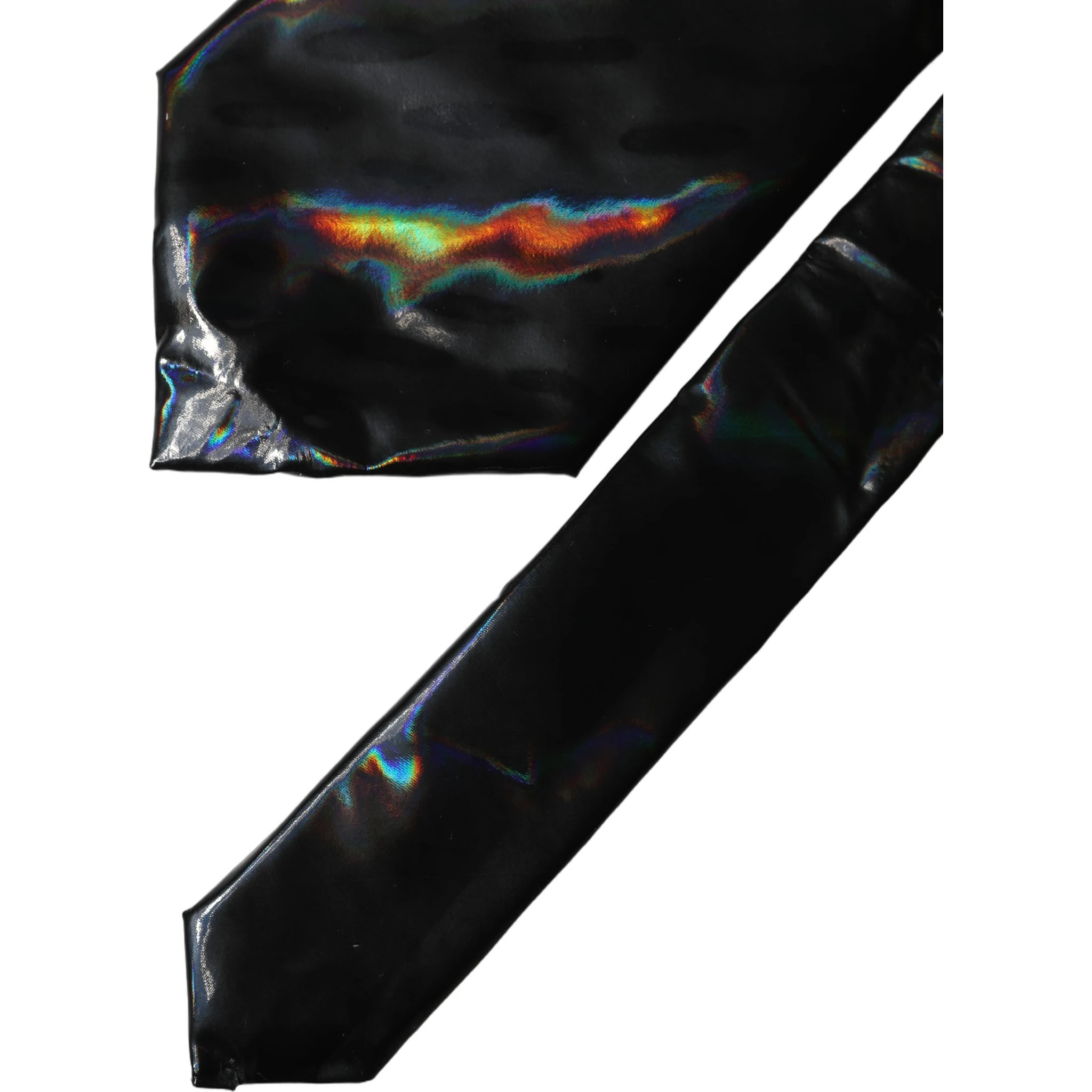 Black Iridescent Silk Adjustable Women Tied Necktie Tie