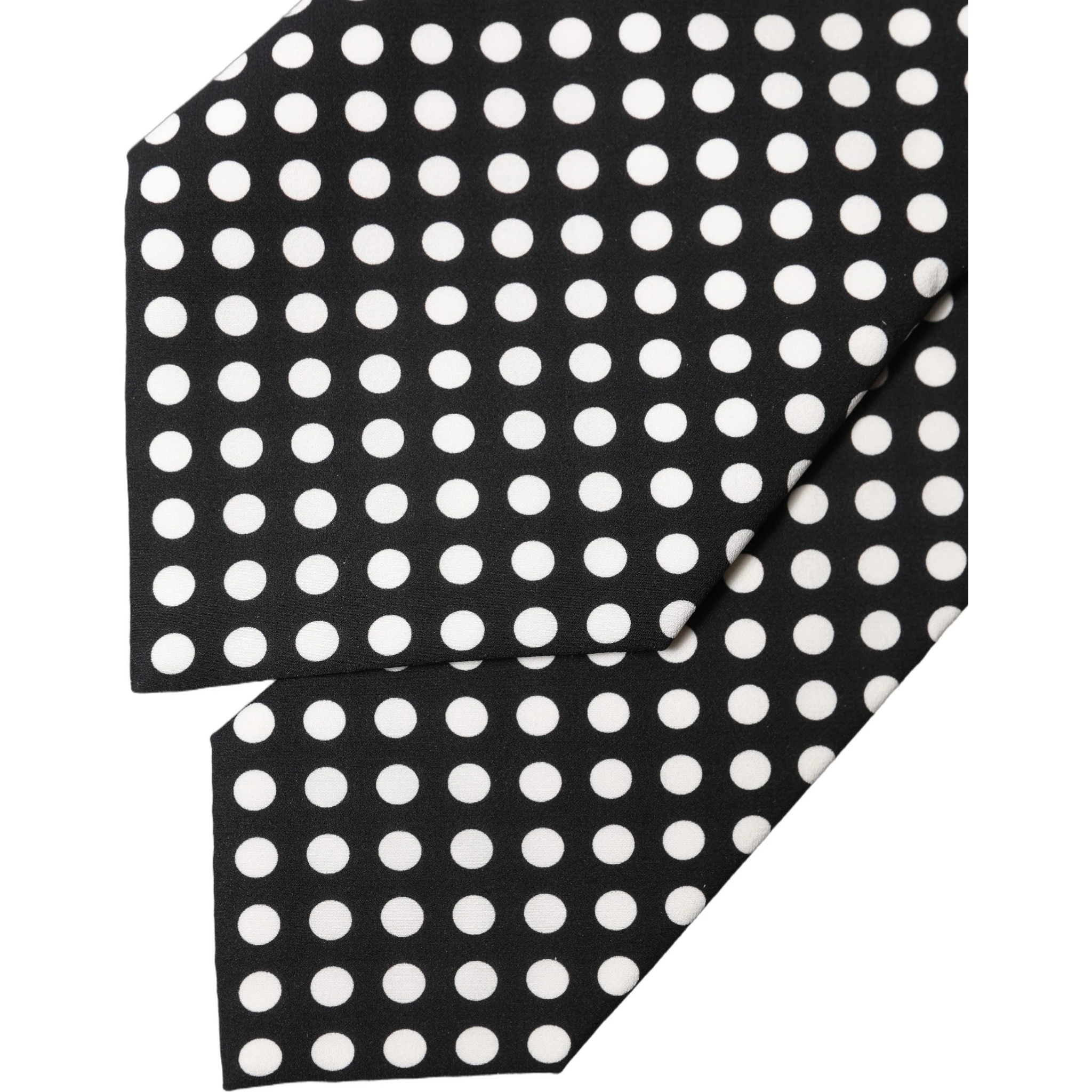 Black White Polka Dot Silk Adjustable Women Necktie Tie