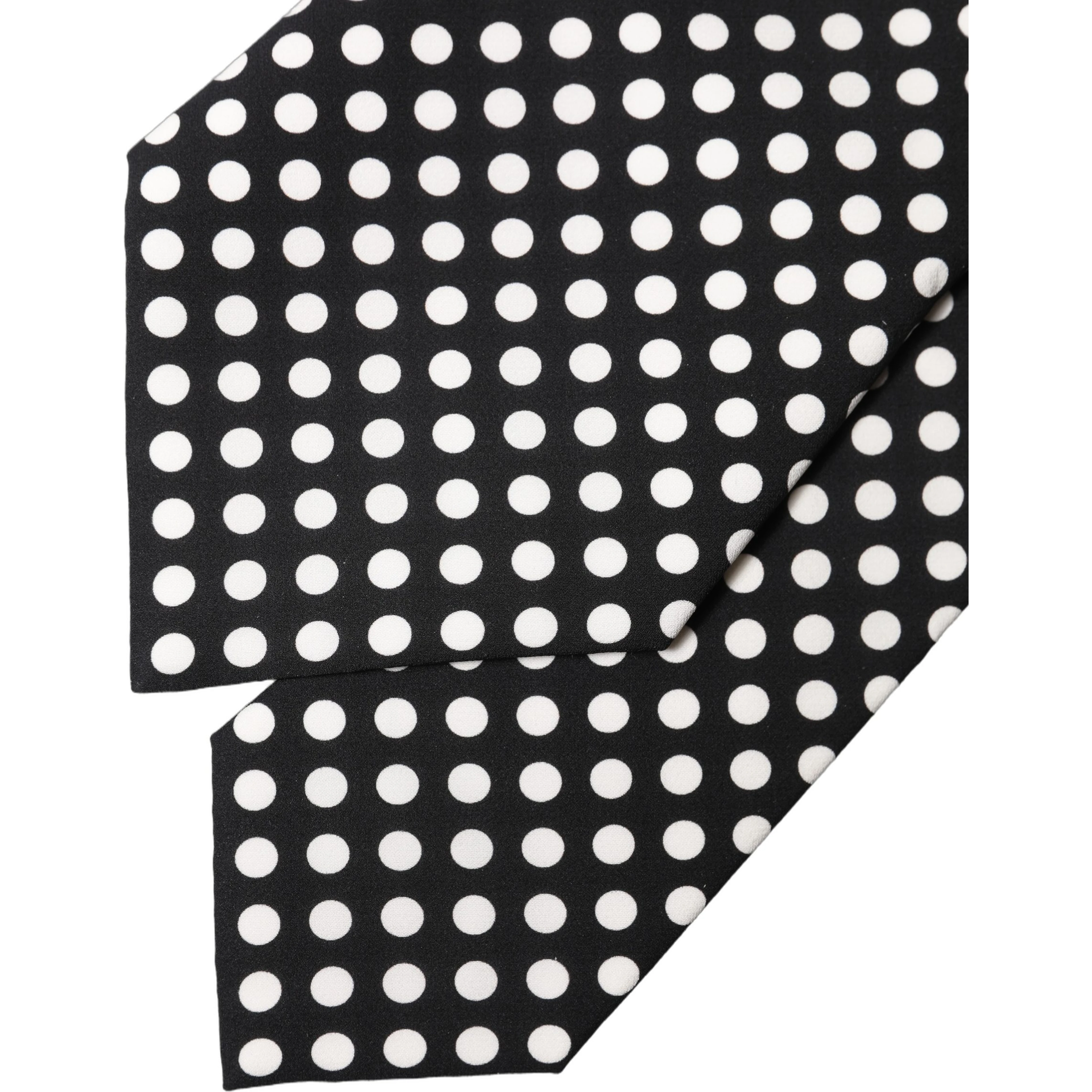 Black White Polka Dot Silk Adjustable Women Necktie Tie