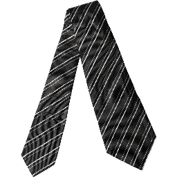 Black White Stripes Silk Adjustable Women Necktie Tie