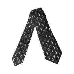 Black Patterned Silk Adjustable Women Tied Necktie Tie
