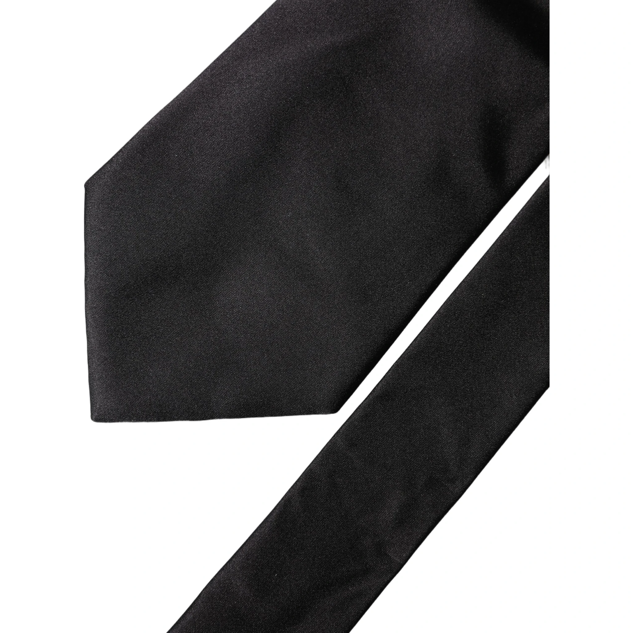 Black Solid Satin Silk Adjustable Women Necktie Tie