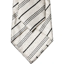 White Black Stripes Silk Adjustable Women Necktie Tie