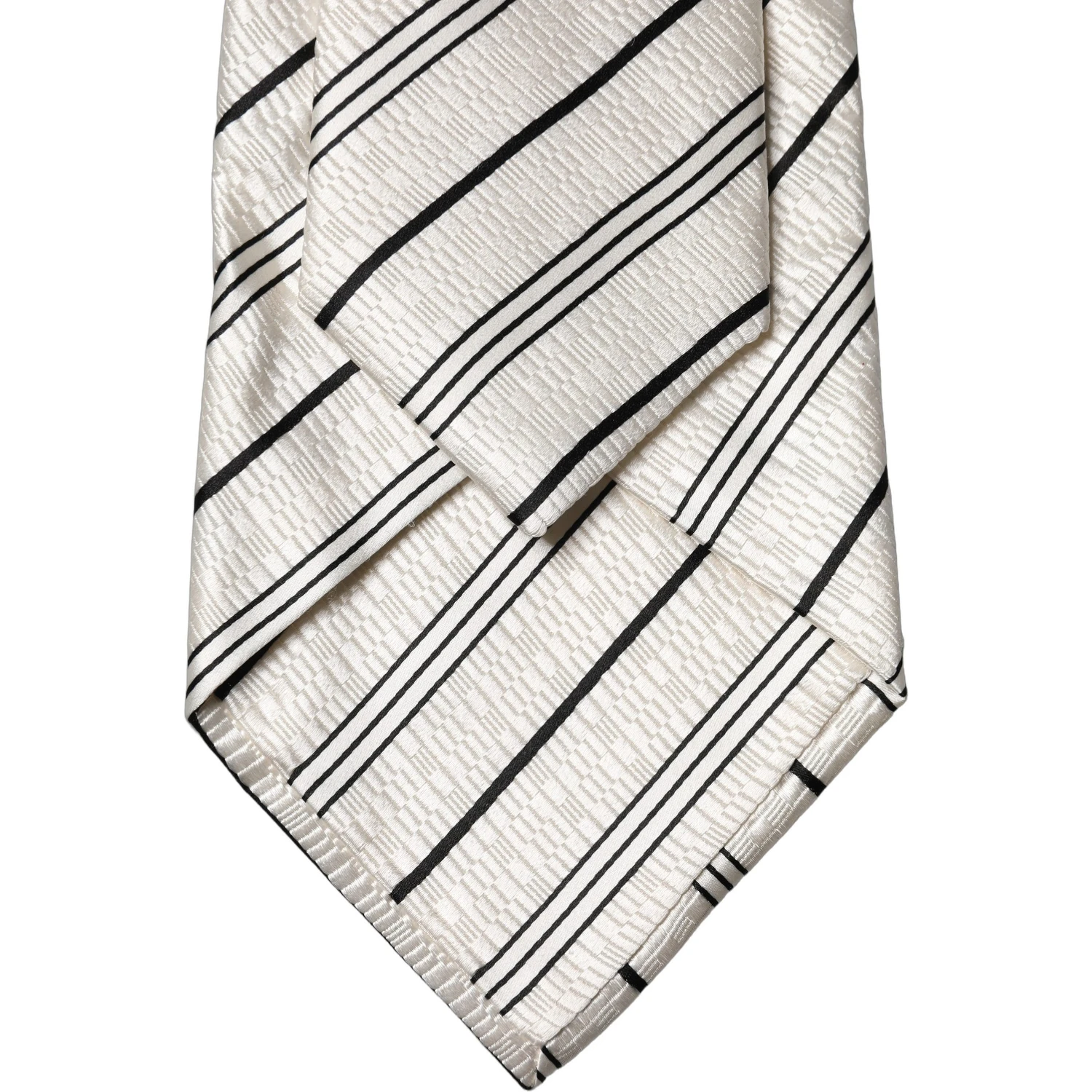 White Black Stripes Silk Adjustable Women Necktie Tie