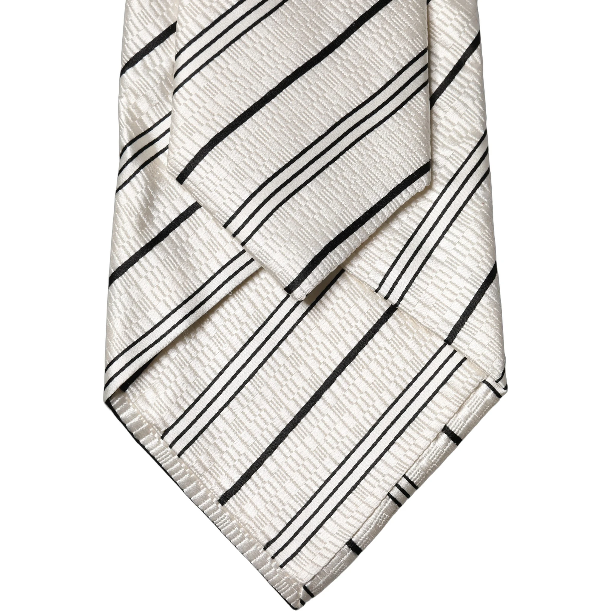 White Black Stripes Silk Adjustable Women Necktie Tie