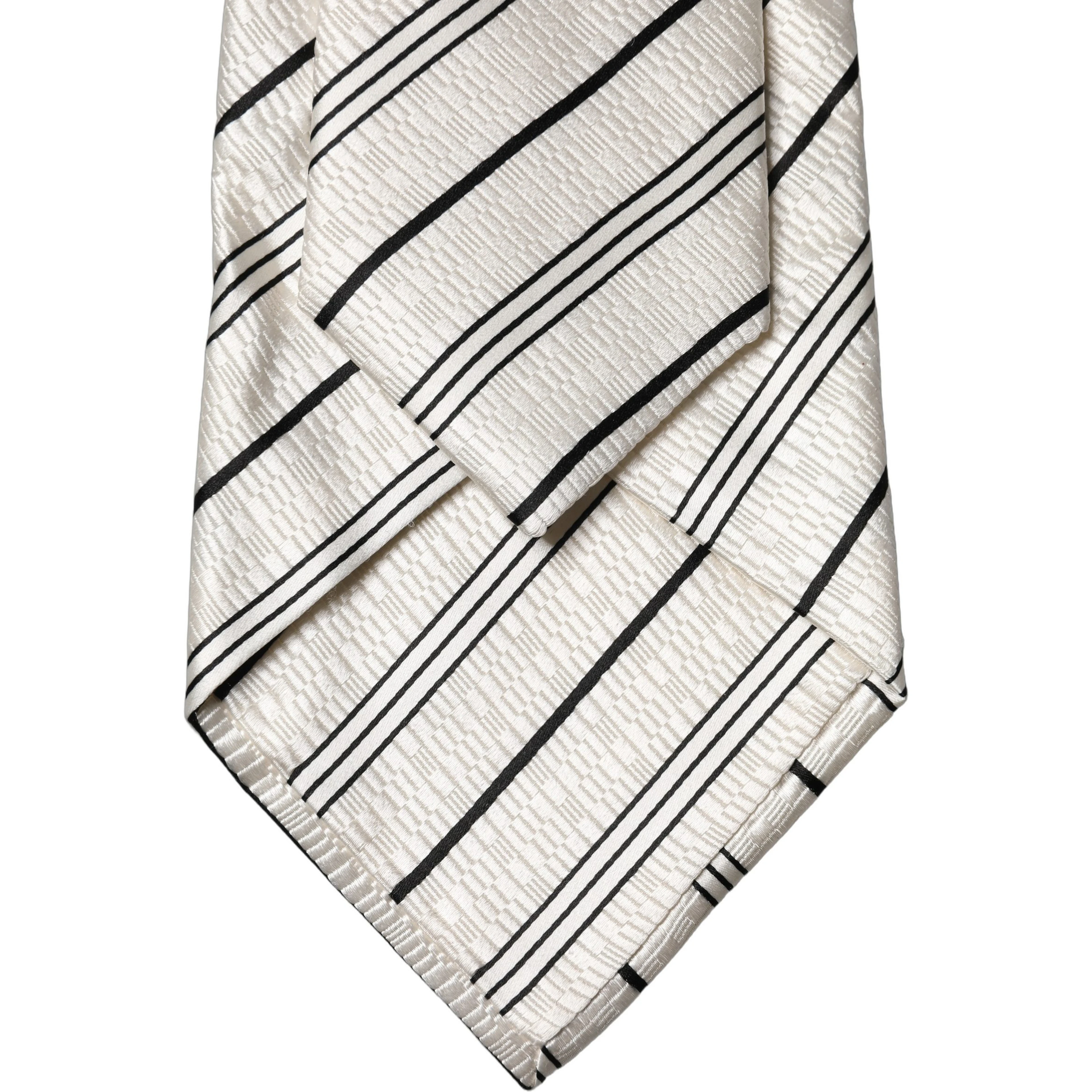 White Black Stripes Silk Adjustable Women Necktie Tie
