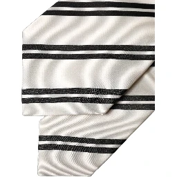White Black Stripes Silk Adjustable Women Necktie Tie