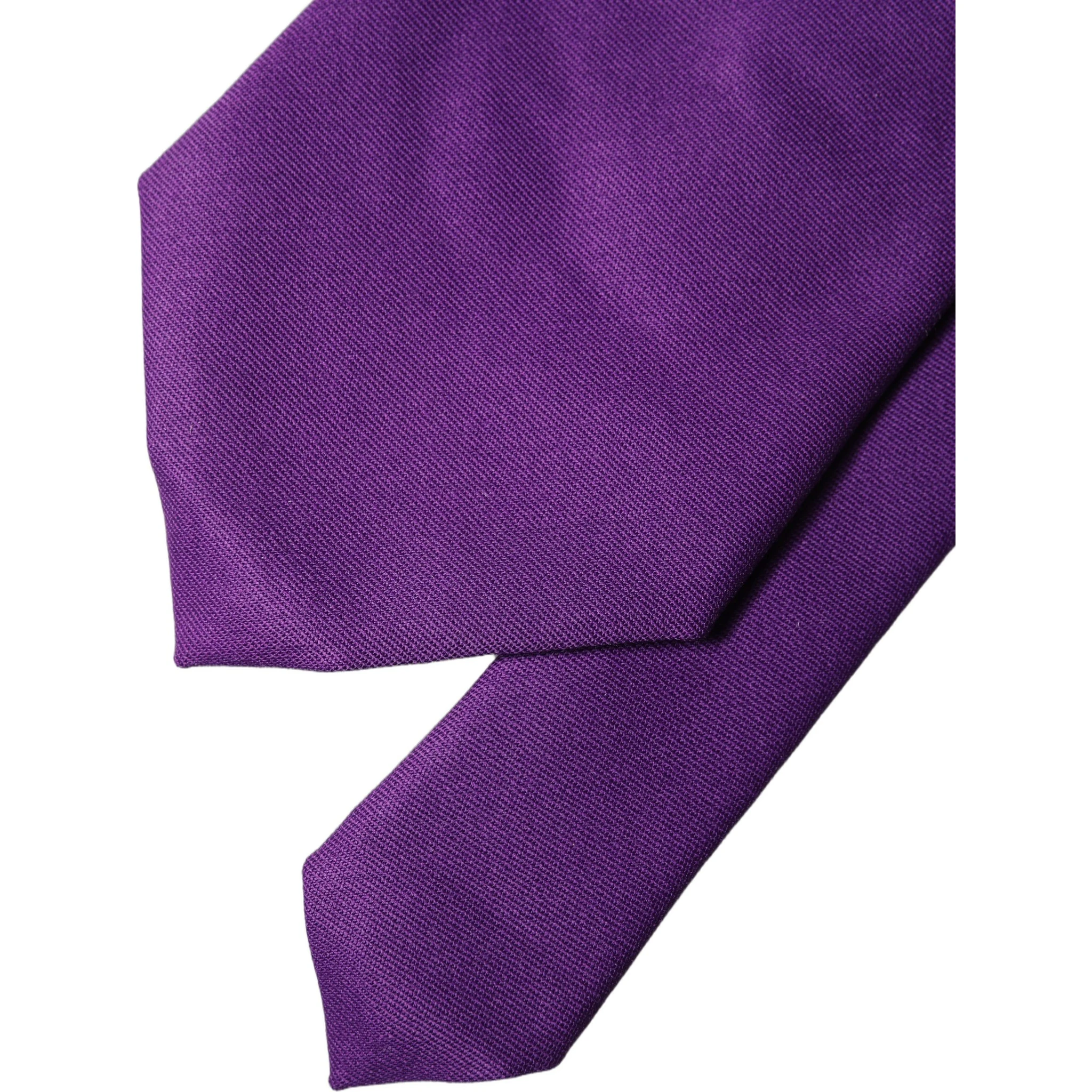 Purple Polyester Satin Adjustable Women Tied Necktie Tie