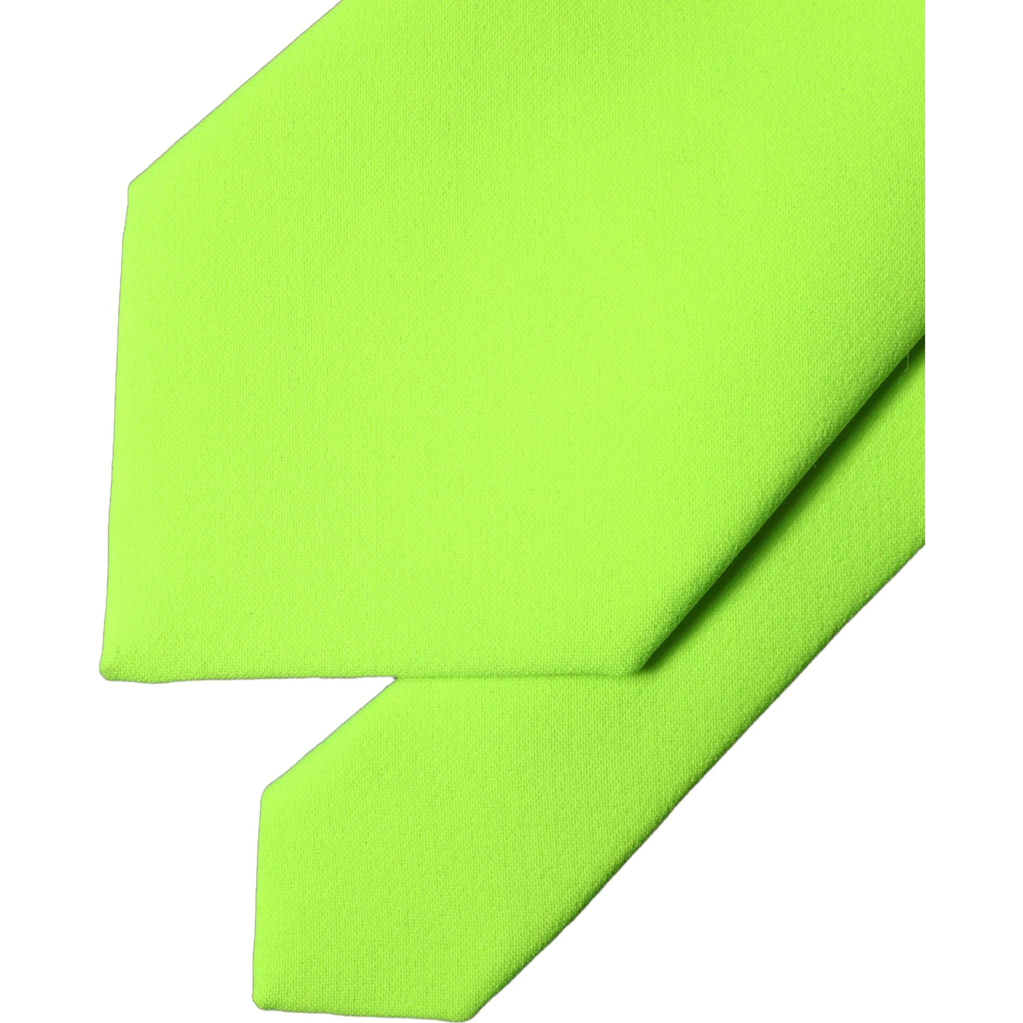 Neon Green Polyester Adjustable Women Tied Necktie Tie