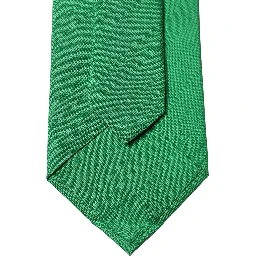 Green Solid Silk Cotton Adjustable Women Necktie Tie