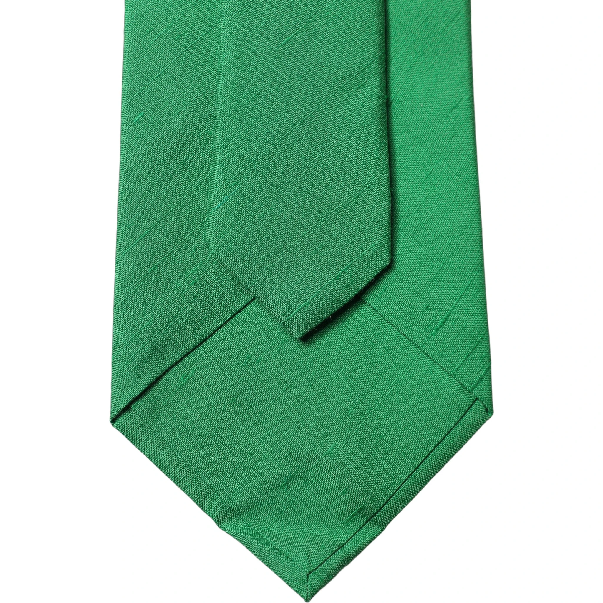 Green Solid Silk Cotton Adjustable Women Necktie Tie