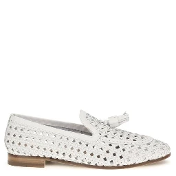 White Calf Leather Bos Taurus Slip-On Loafers