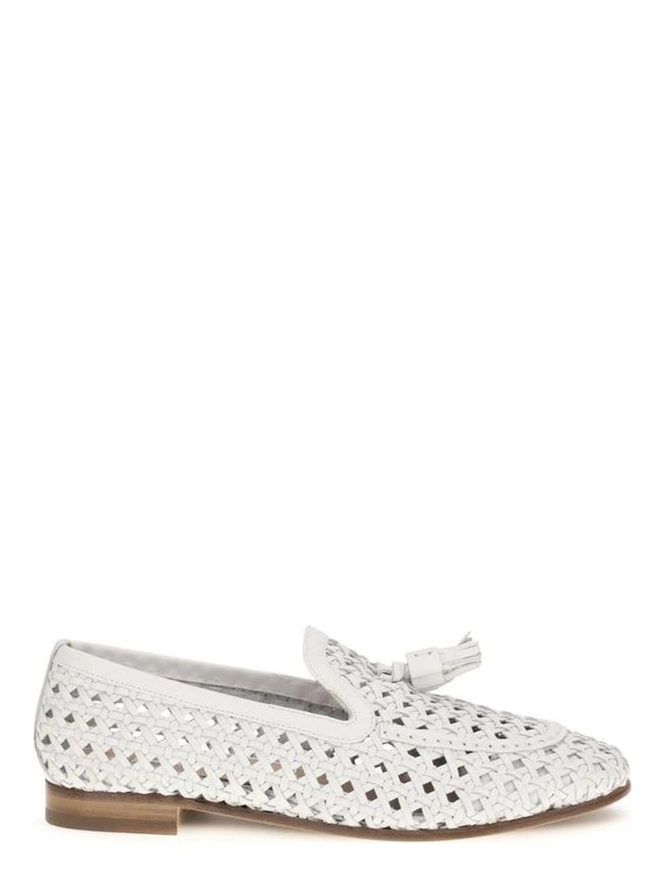 White Calf Leather Bos Taurus Slip-On Loafers