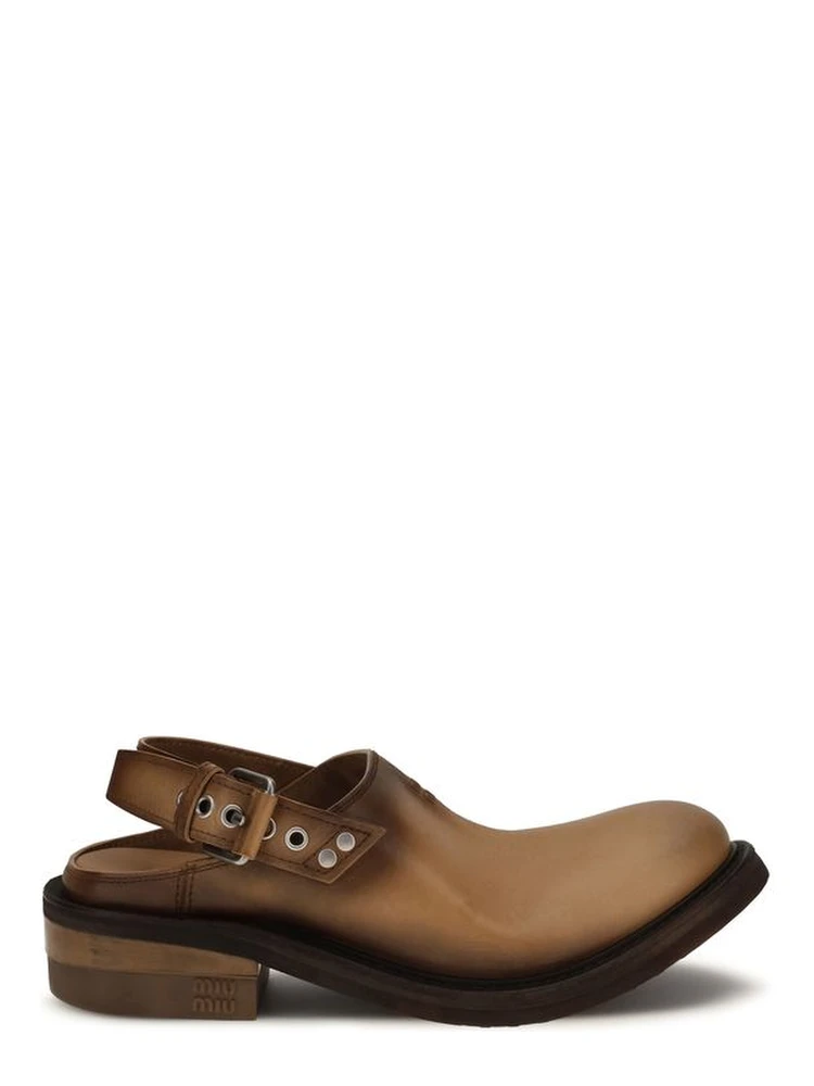 Brown Calf Leather Bos Taurus Mules