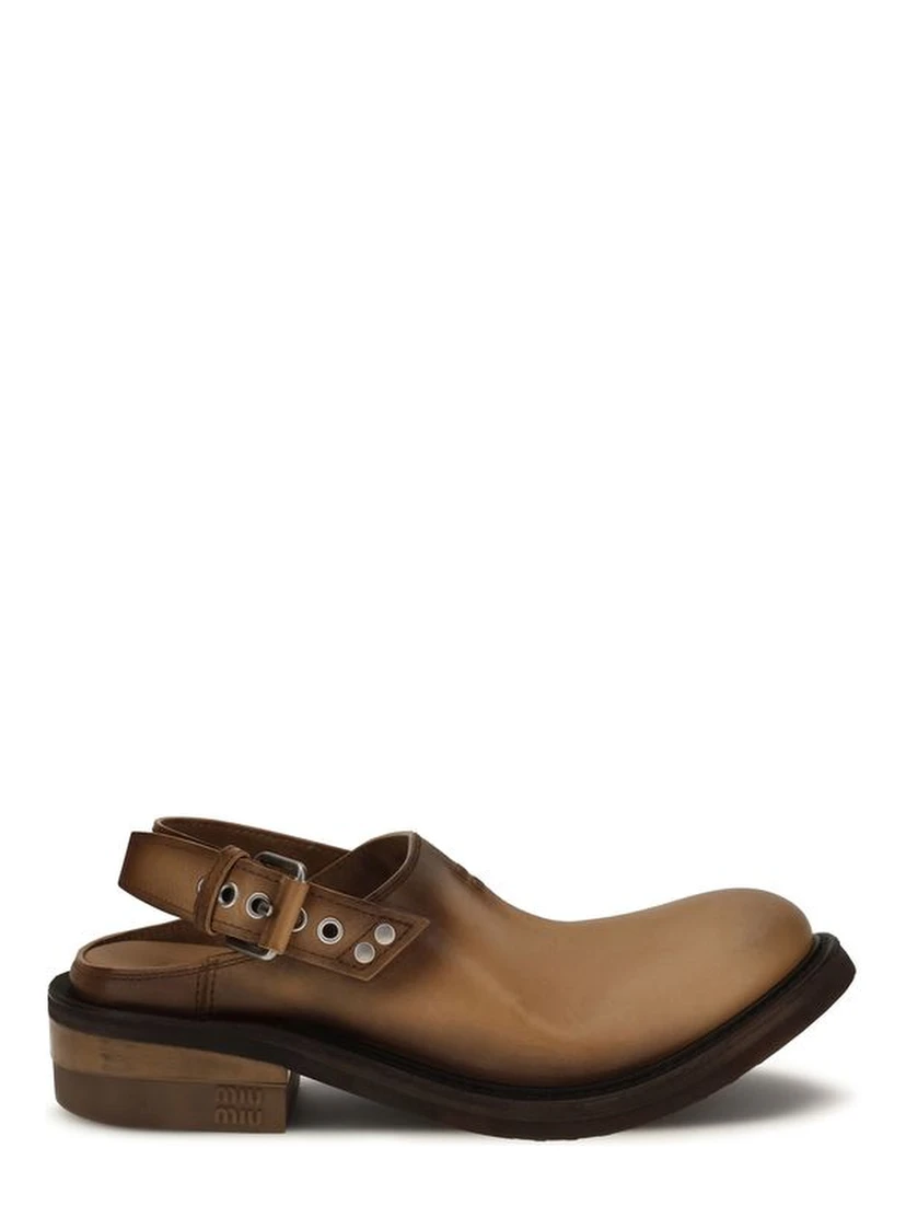 Brown Calf Leather Bos Taurus Mules