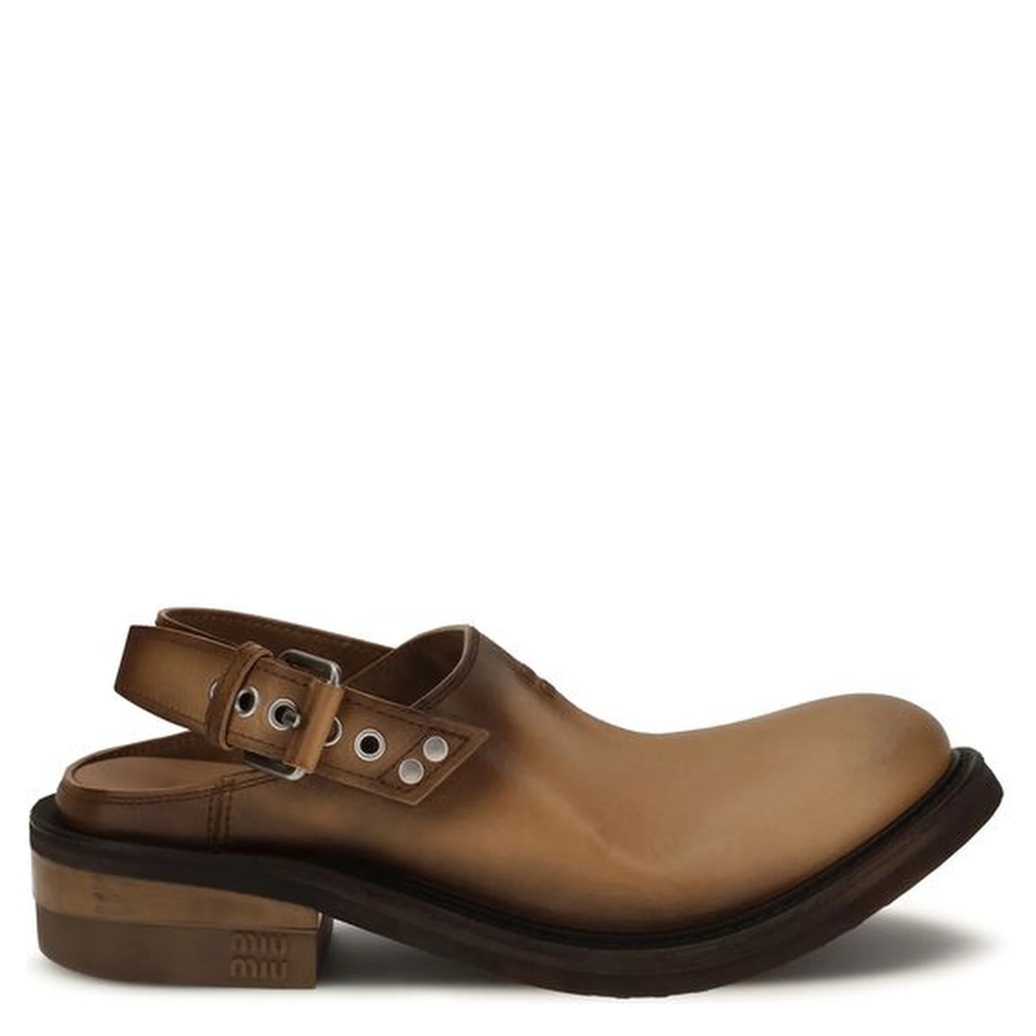 Brown Calf Leather Bos Taurus Mules