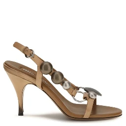 Brown Calf Leather Bos Taurus Stiletto Heel Sandals