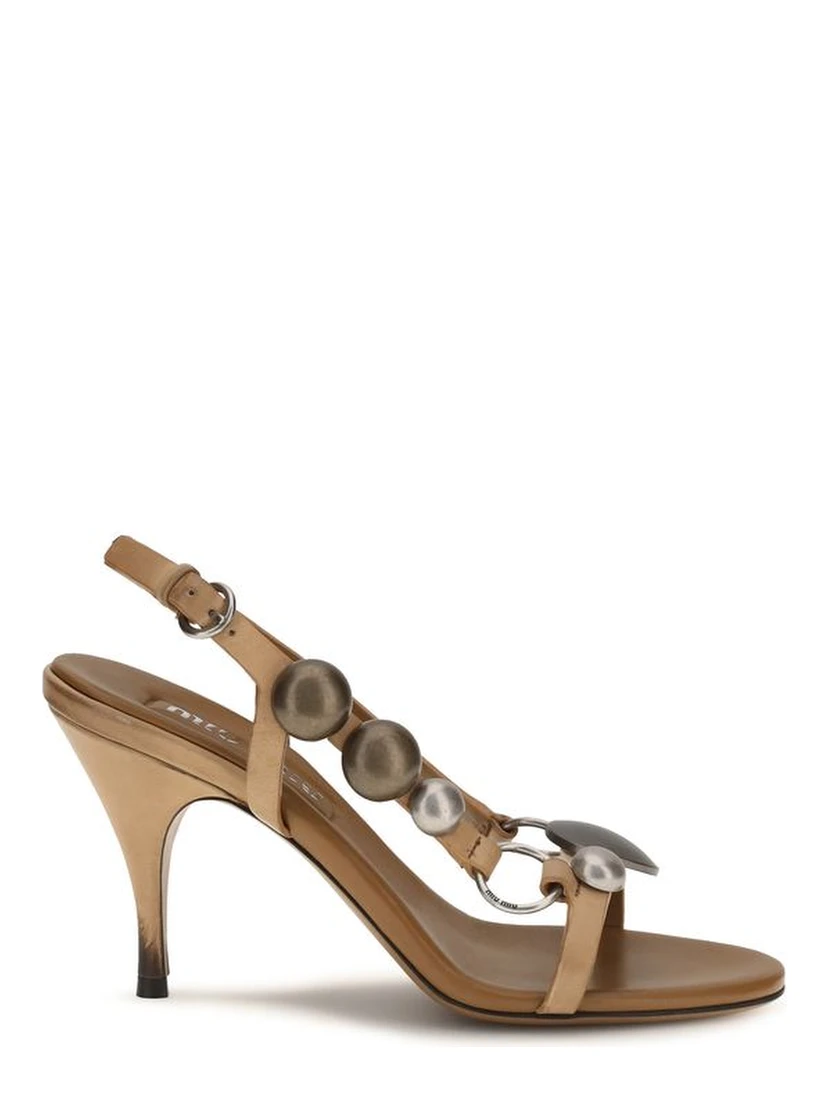 Brown Calf Leather Bos Taurus Stiletto Heel Sandals