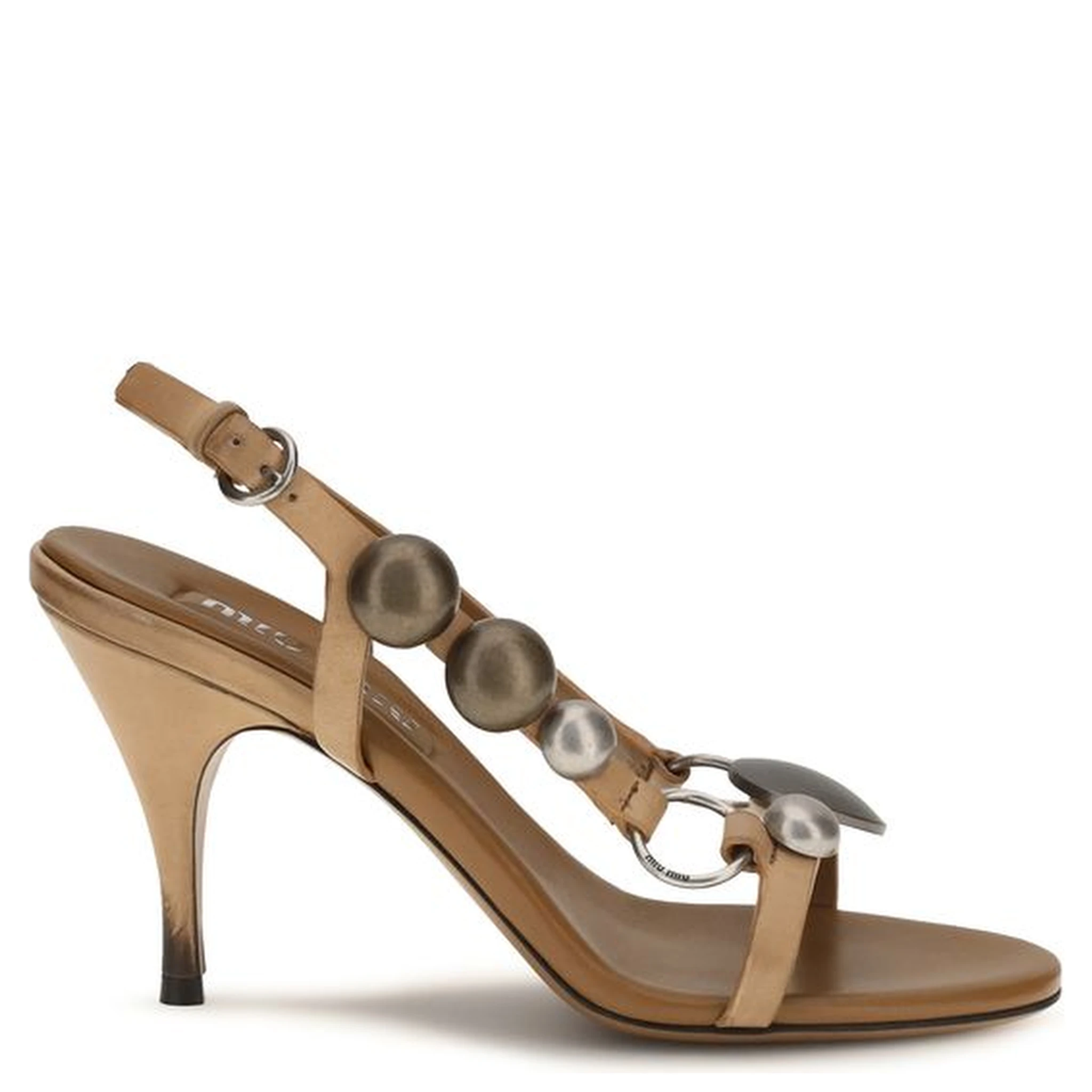 Brown Calf Leather Bos Taurus Stiletto Heel Sandals