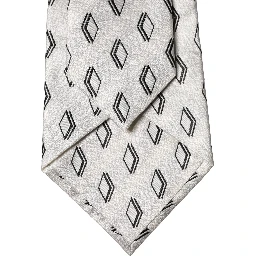 White Patterned Silk Adjustable Women Tied Necktie Tie