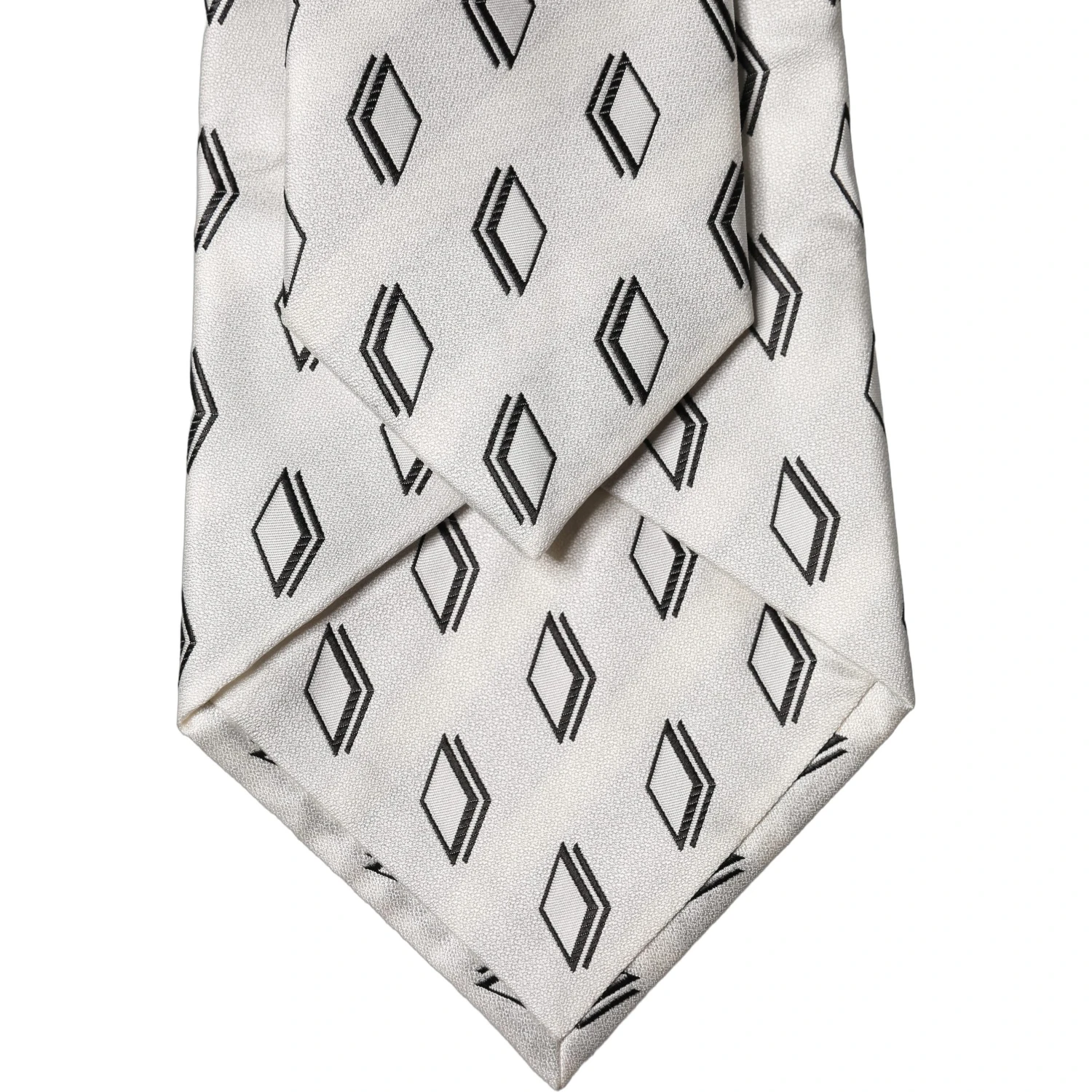 White Patterned Silk Adjustable Women Tied Necktie Tie