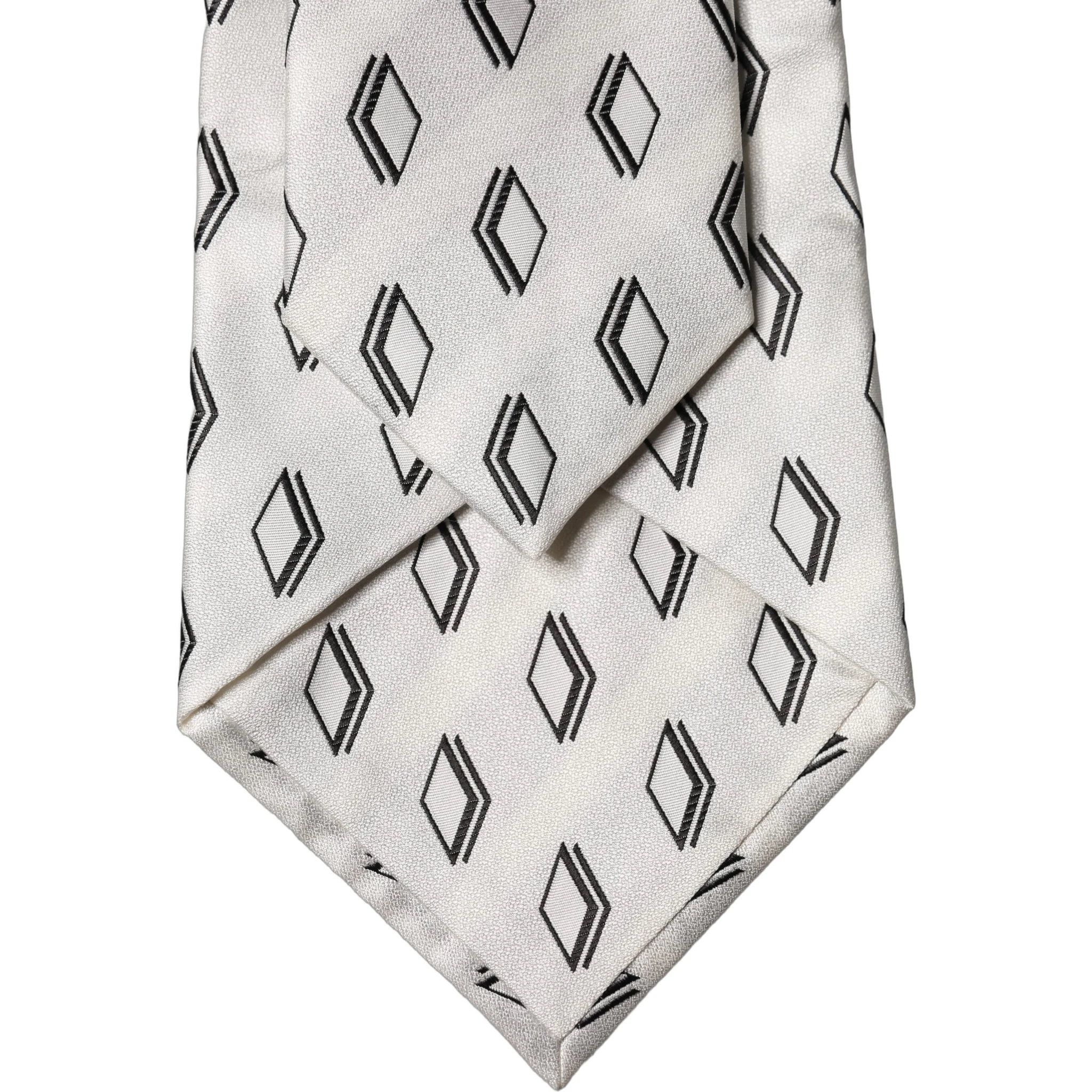 White Patterned Silk Adjustable Women Tied Necktie Tie