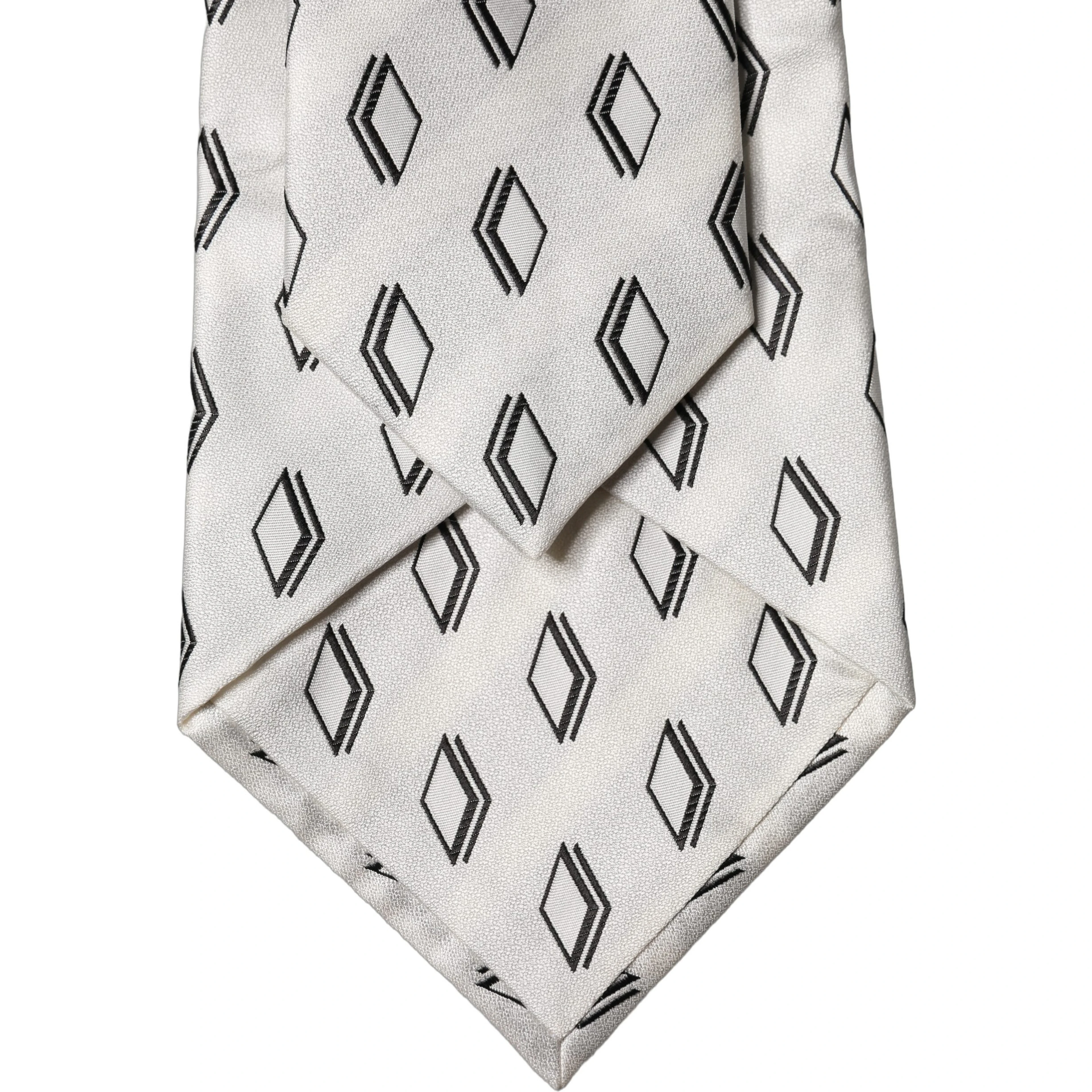 White Patterned Silk Adjustable Women Tied Necktie Tie
