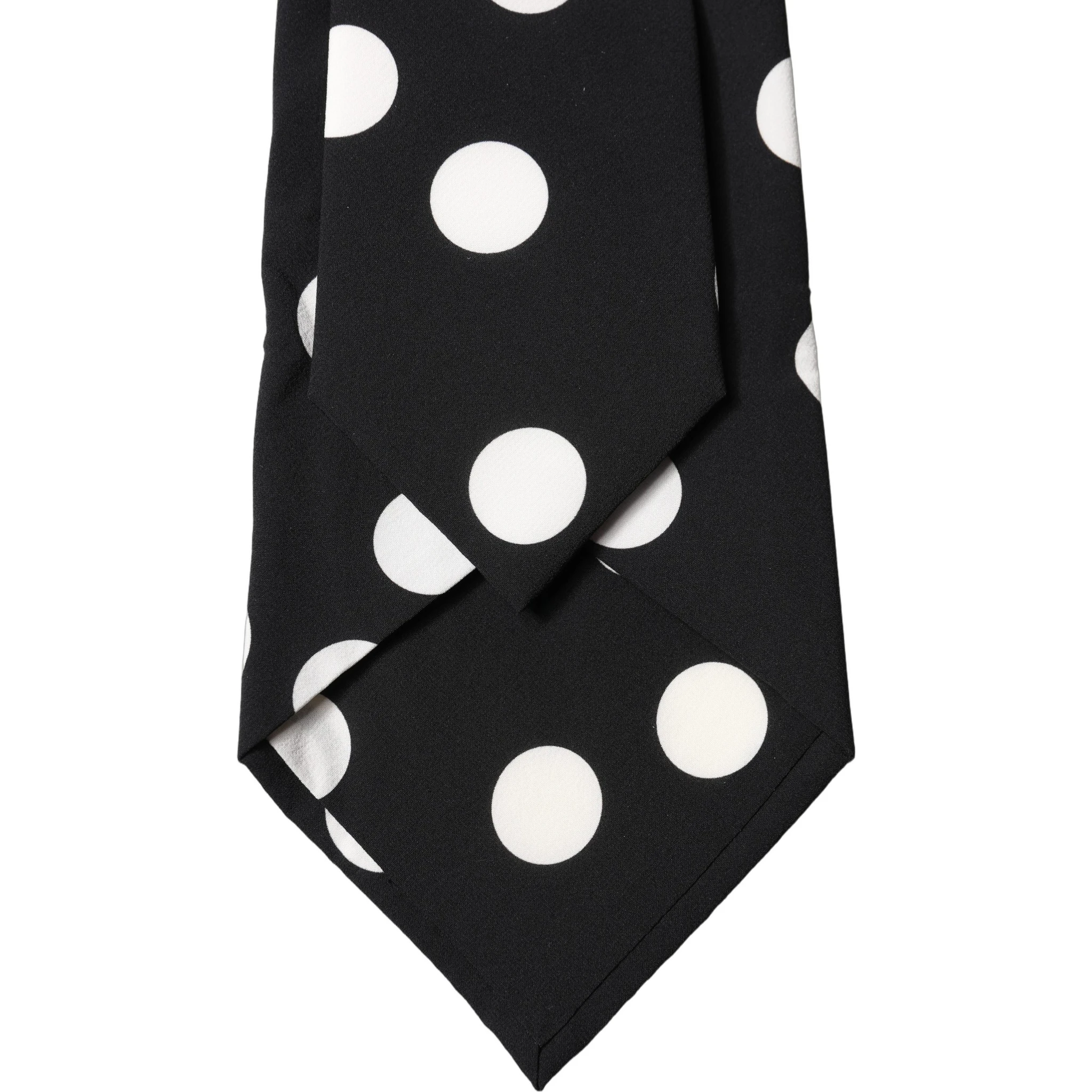 Black White Polka Dot Silk Adjustable Women Necktie Tie