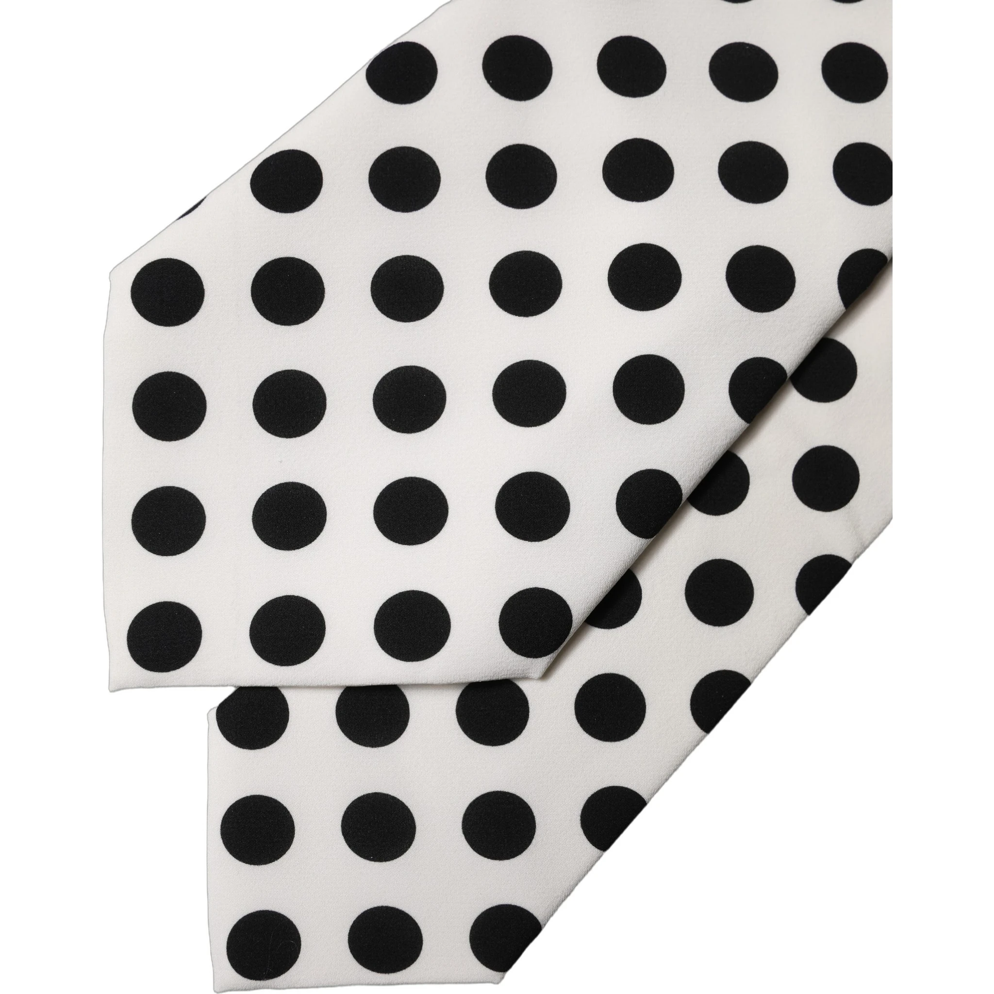 White Black Polka Dot Silk Adjustable Women Necktie Tie