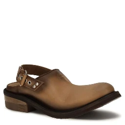Brown Calf Leather Bos Taurus Mules