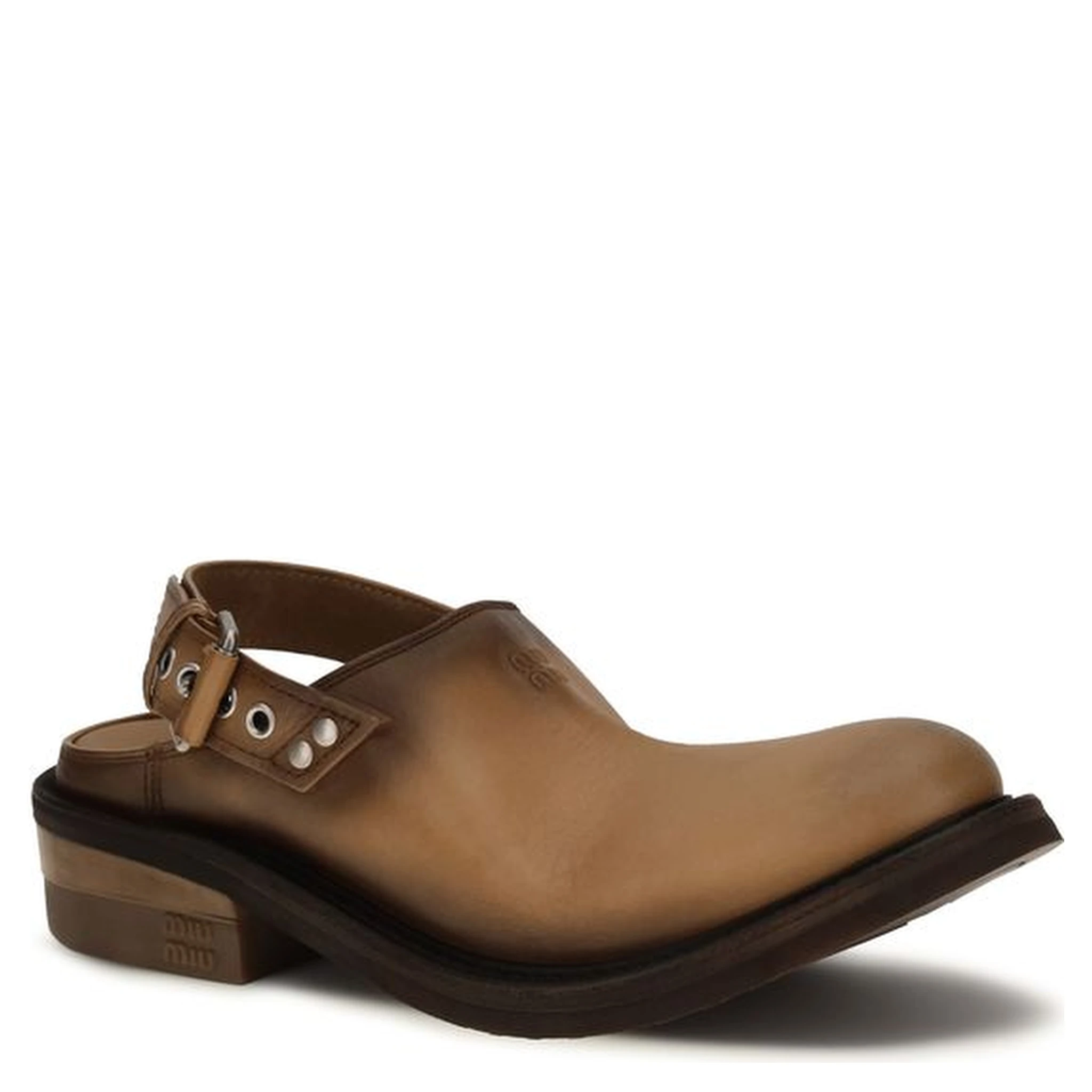 Brown Calf Leather Bos Taurus Mules