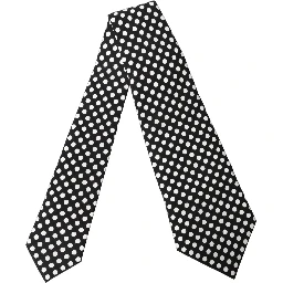 Black White Polka Dot Silk Adjustable Women Necktie Tie