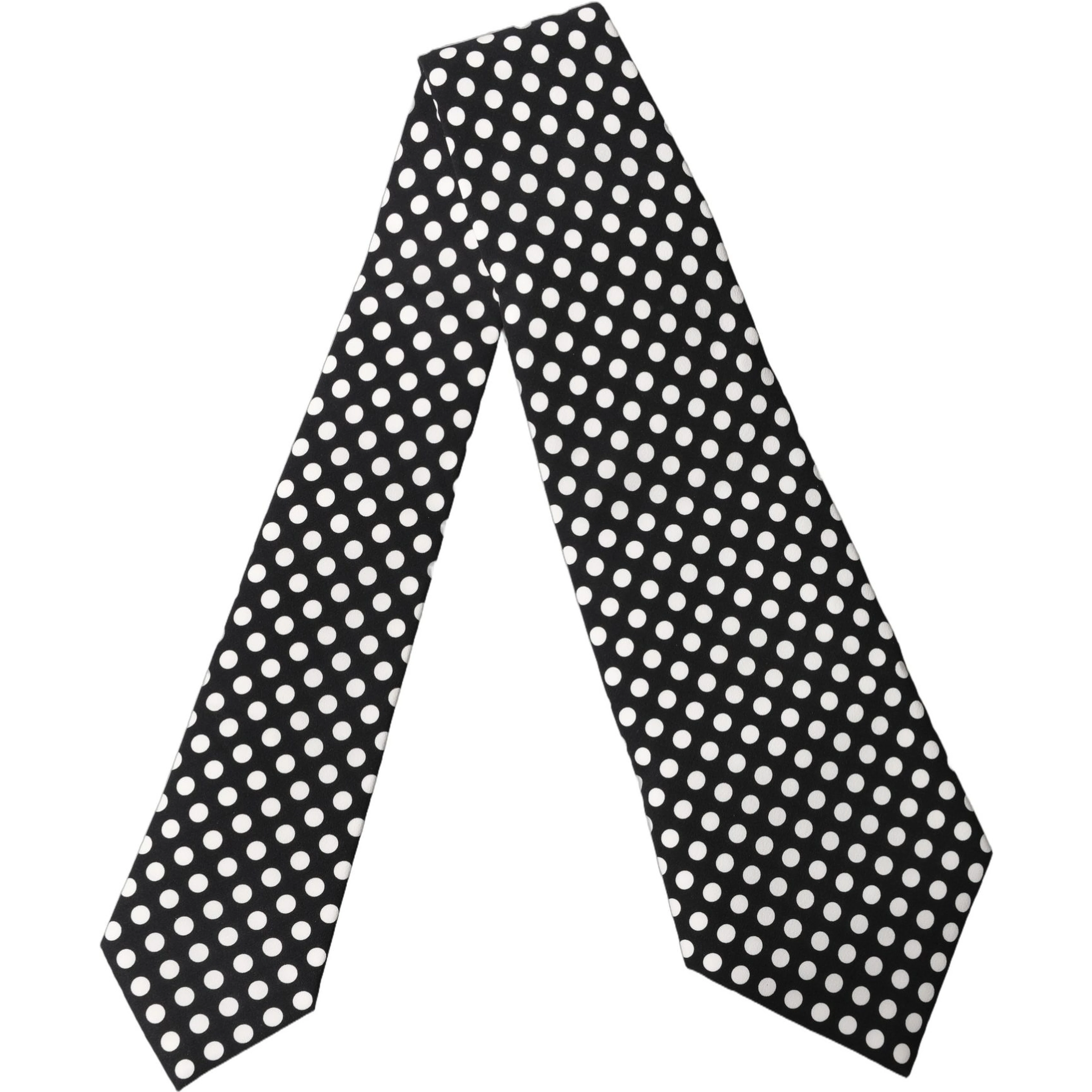 Black White Polka Dot Silk Adjustable Women Necktie Tie
