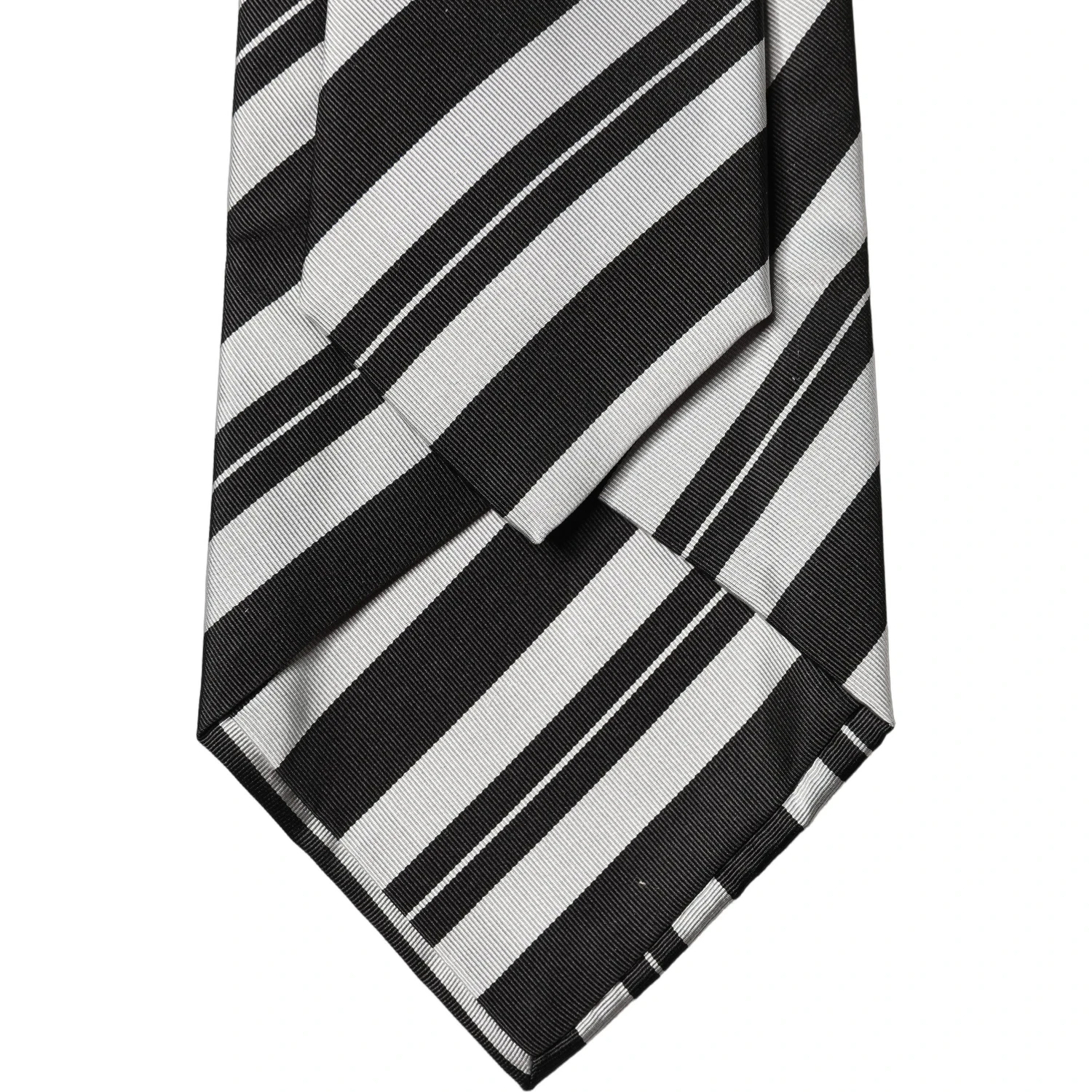 Black White Stripes Silk Adjustable Women Necktie Tie