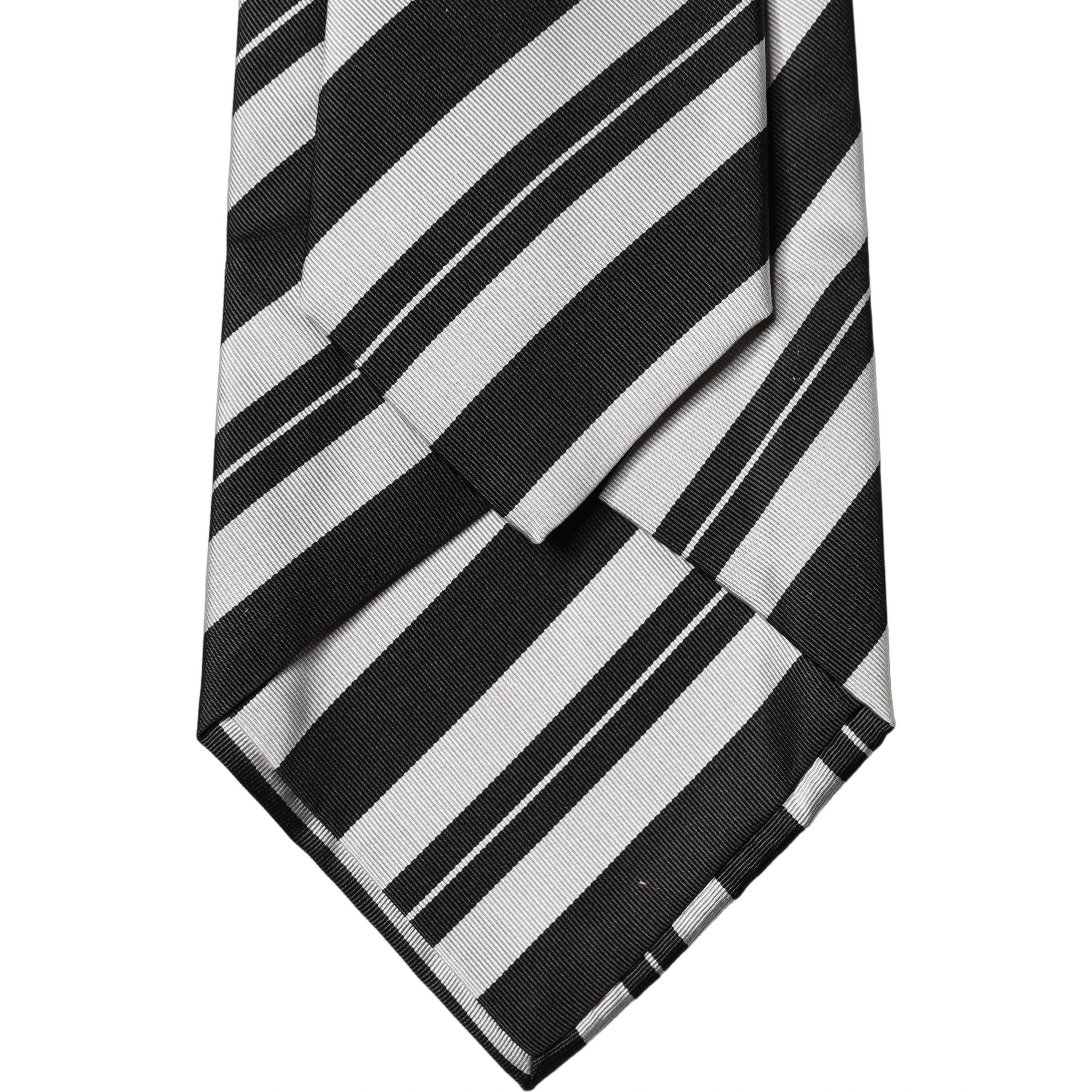 Black White Stripes Silk Adjustable Women Necktie Tie