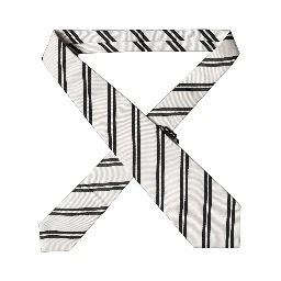 White Black Stripes Silk Adjustable Women Necktie Tie