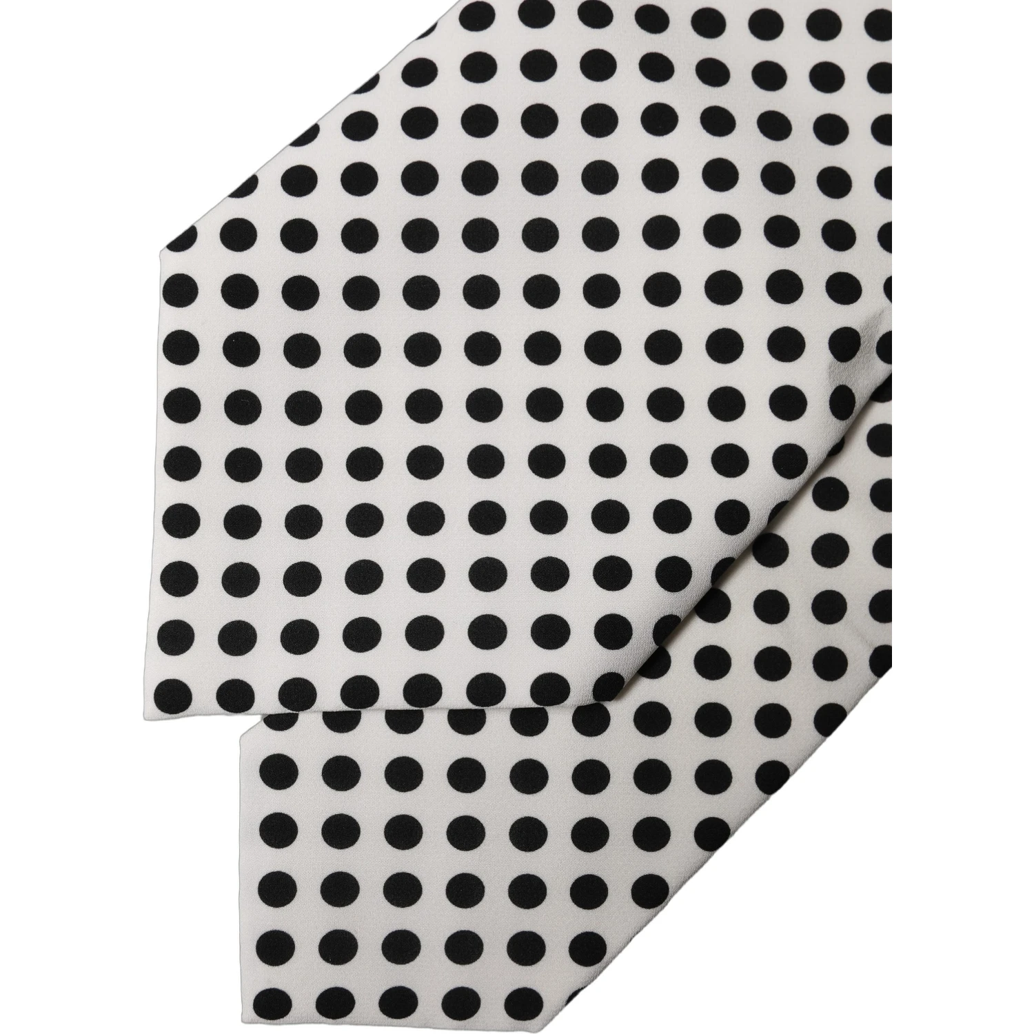 White Black Polka Dot Silk Adjustable Women Necktie Tie