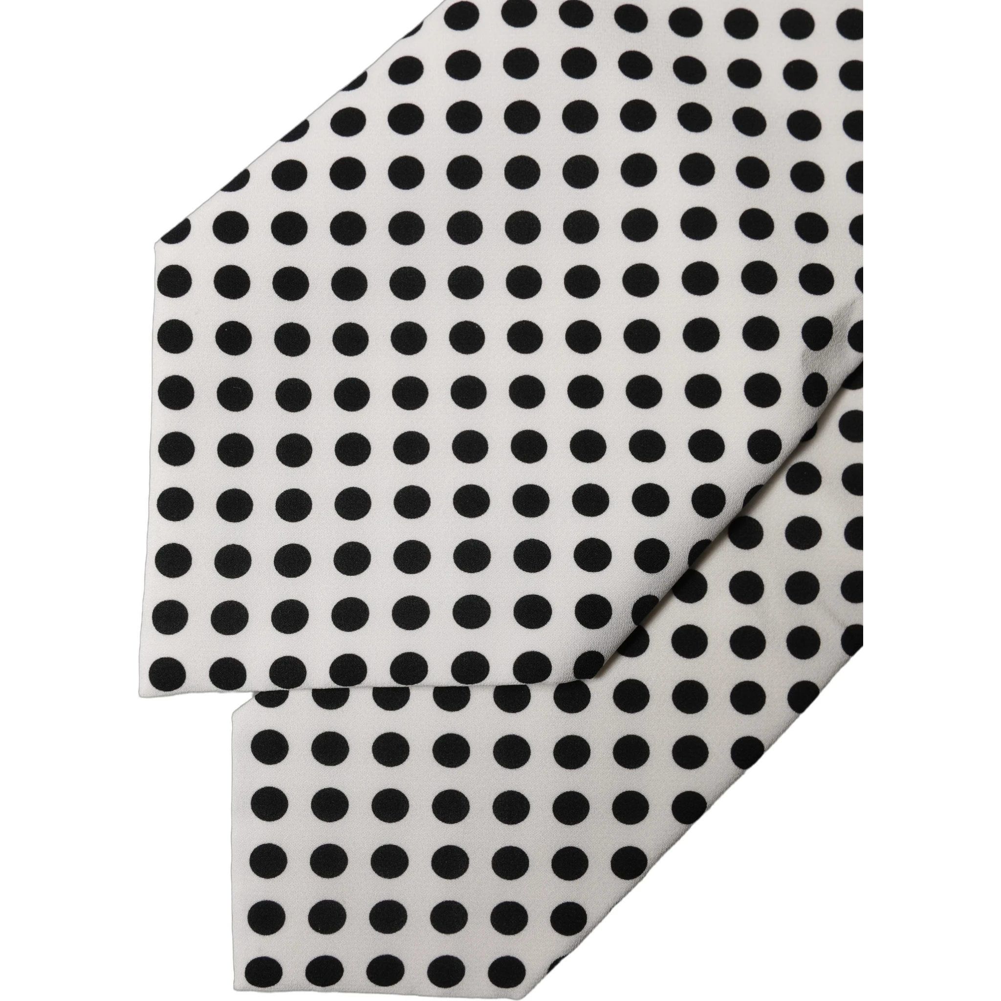 White Black Polka Dot Silk Adjustable Women Necktie Tie