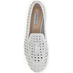 White Calf Leather Bos Taurus Slip-On Loafers