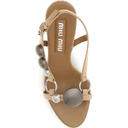 Brown Calf Leather Bos Taurus Stiletto Heel Sandals