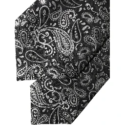 Black White Paisley Silk Adjustable Women Necktie Tie