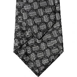 Black White Geometric Silk Adjustable Women Necktie Tie